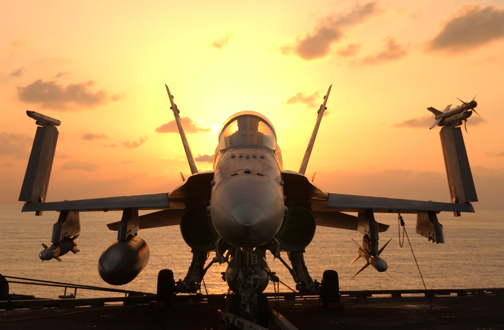 011218 N-9769P 047 F A-18 With Weapons Ready for Mission