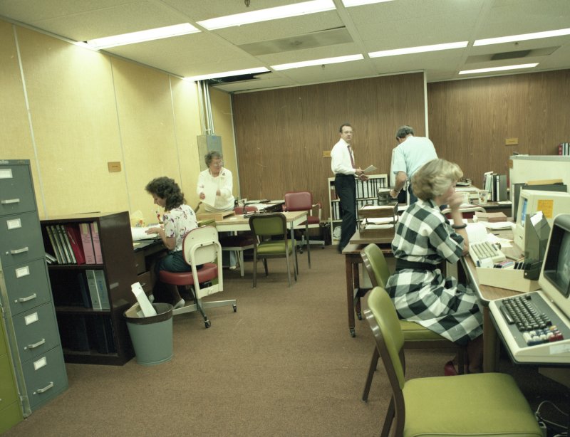 23 0069520 Convair Negative Image - Convair employees using computers Photograph taken at Convair Kearny Mesa plant