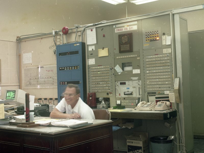 23 0069724 Convair Negative Image - Convair employee working at their desk Photograph taken at Convair Kearny Mesa plant