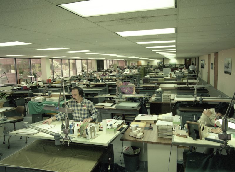 23 0069746 Convair Negative Image - Convair employees working in component assembly area Photograph taken at Convair Kearny Mesa plant