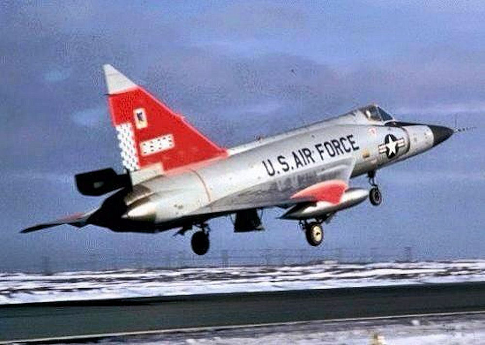 57th Fighter Interceptor Squadron F-102 Delta Dagger taking off