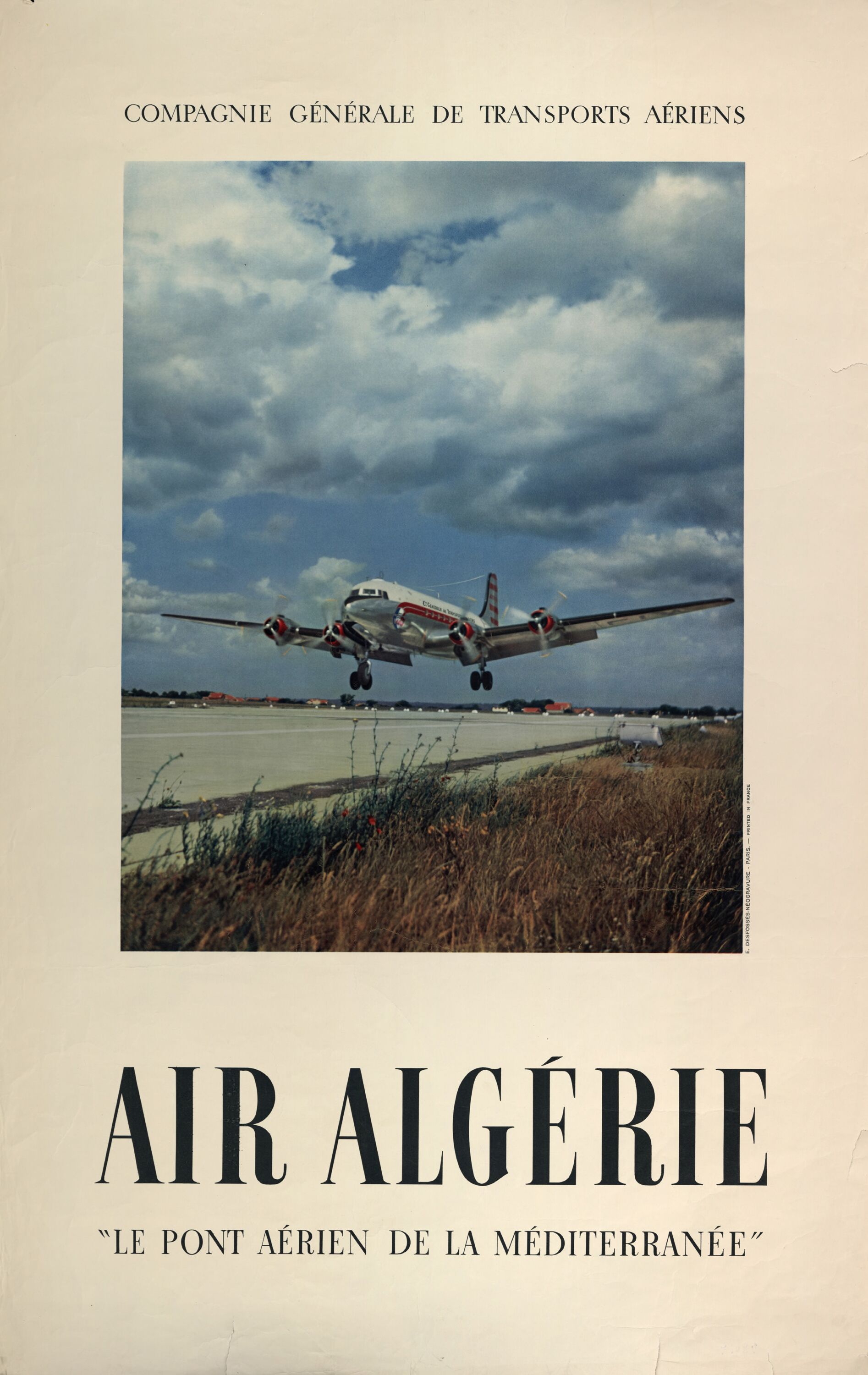 Air Algerie. Compagnie générale de transports aériens, " Le pont aérien de la Méditérannée" - affiche - btv1b10104922f