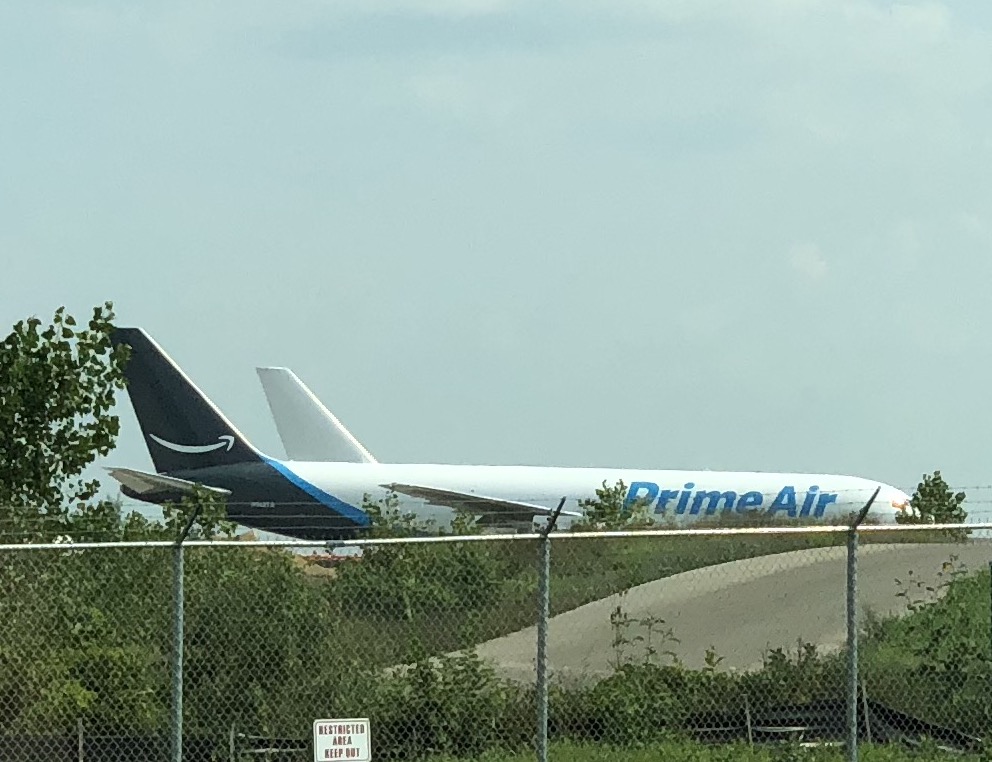 Amazon Prime Air plane is seen at Rockford Airport from Kishwaukee Rd