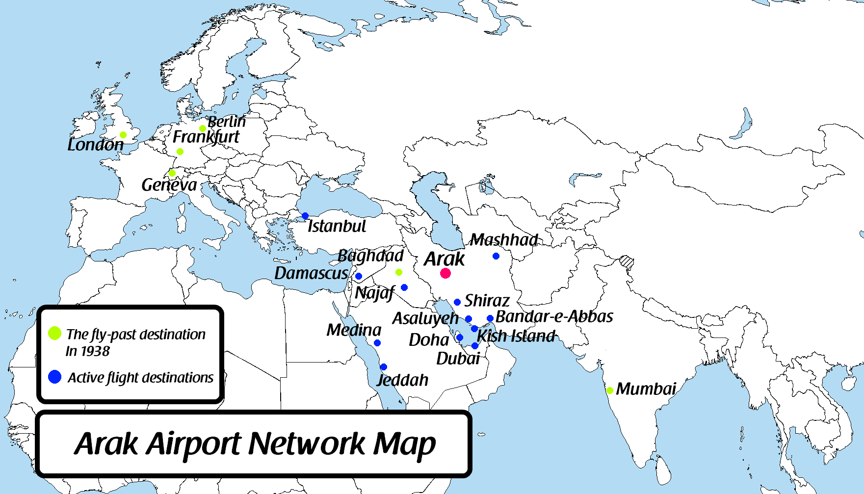 Arak Airport Network Map