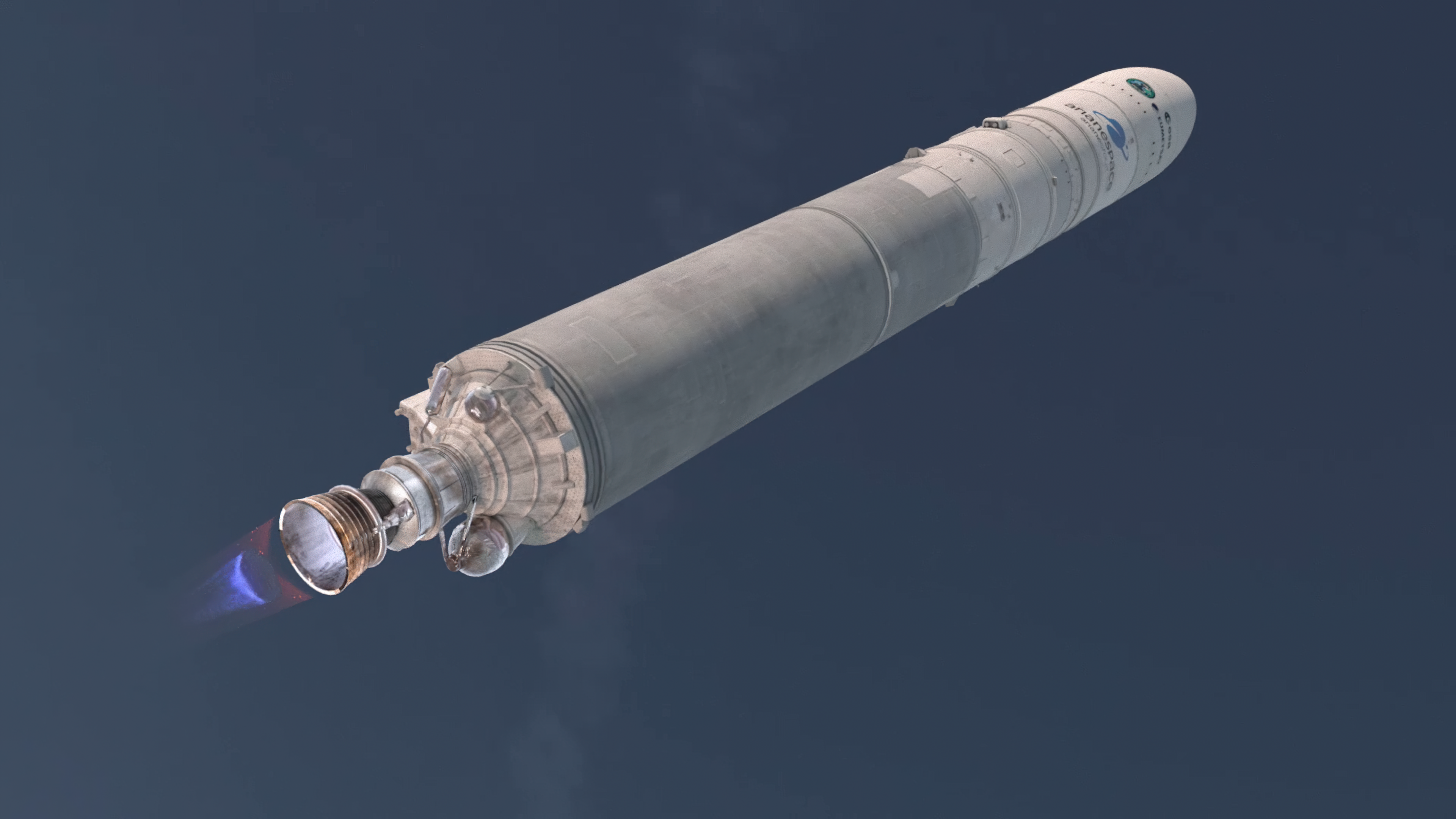 Ariane 5ECA VA259 tras la separación de los propulsores laterales, 13 dic 2022
