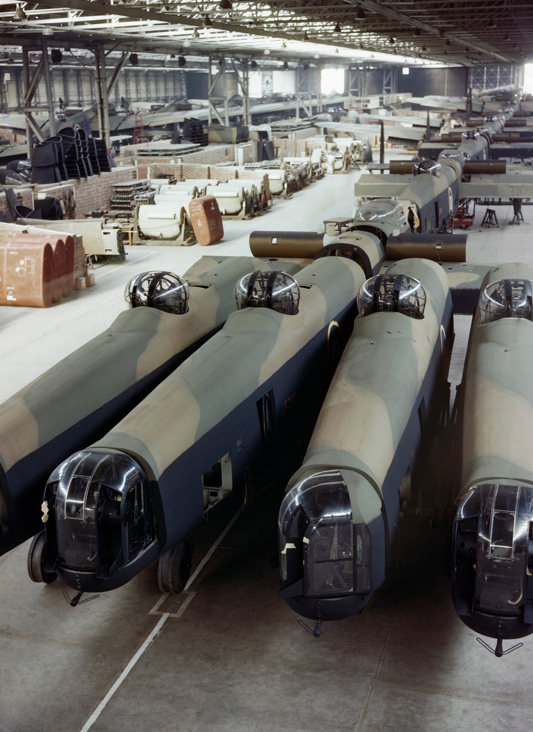 Avro Lancaster aircraft under construction at the A V Roe & Co Ltd factory at Woodford in Cheshire, 1943. TR1384