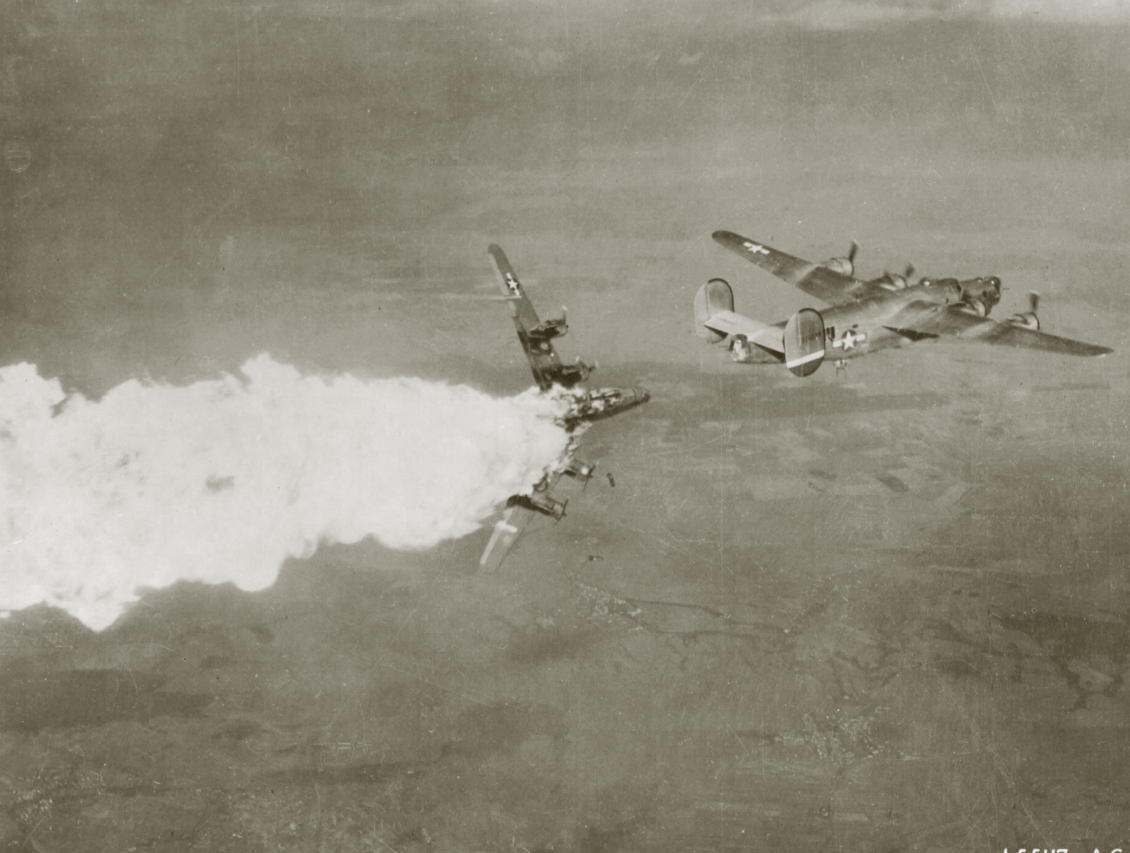 B-24H alcanzado por flak sobre Heydebreck, noviembre de 1944