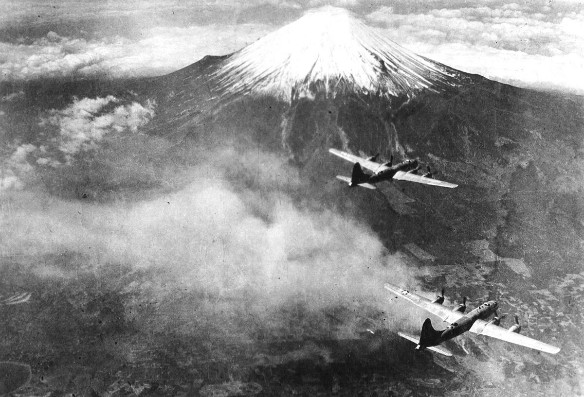 B-29 bombers over Mount Fuji