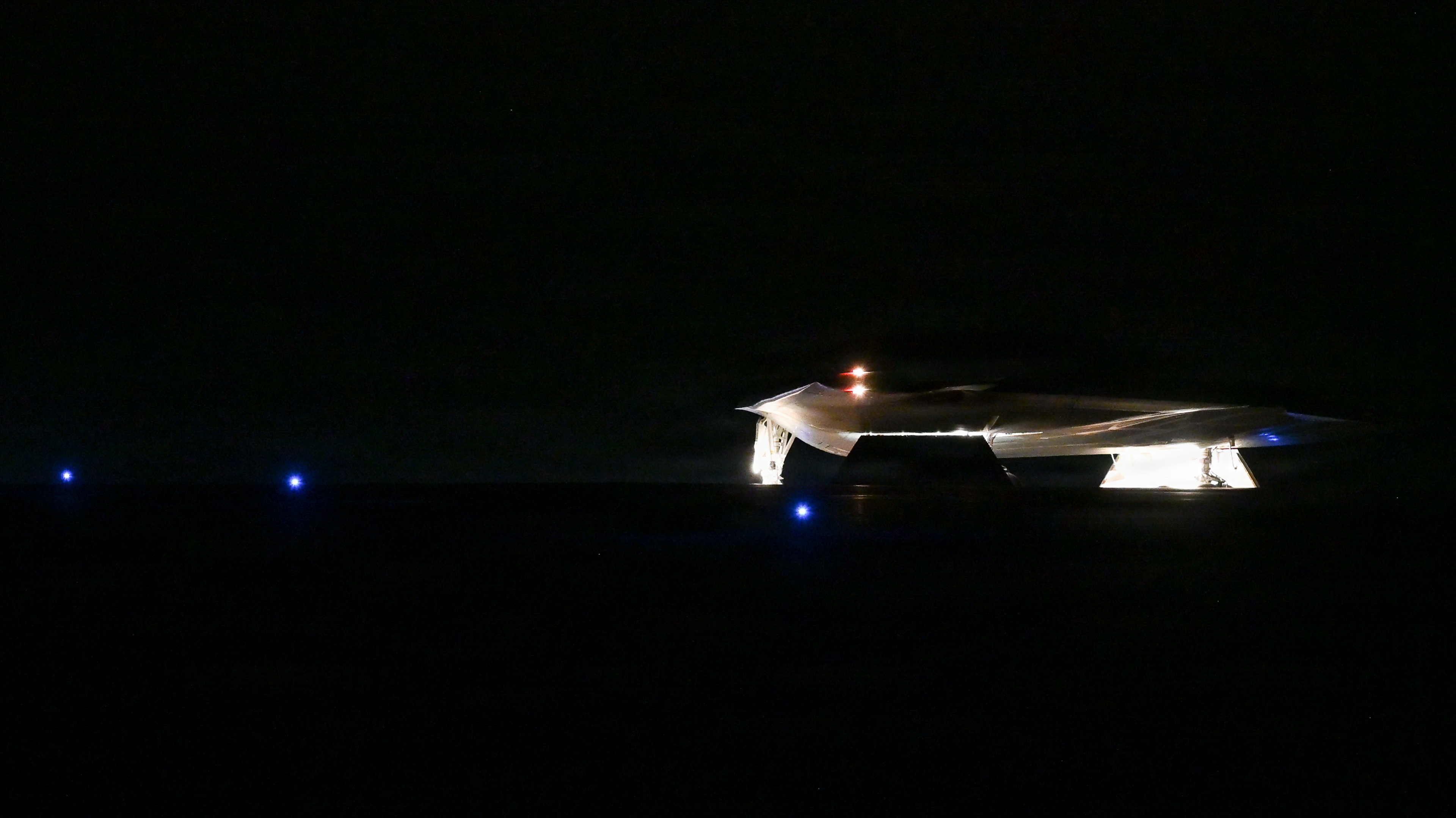 B-2 Spirit stealth bomber prepares to take off during Operation Epic Fury