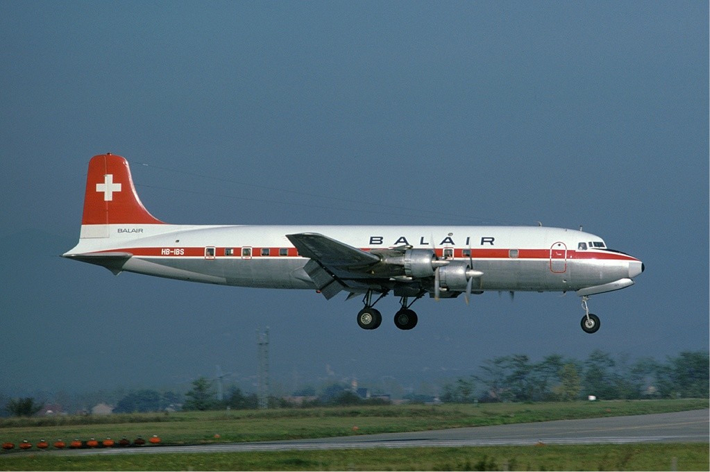 Balair Douglas DC-6 Basle Airport - 1976