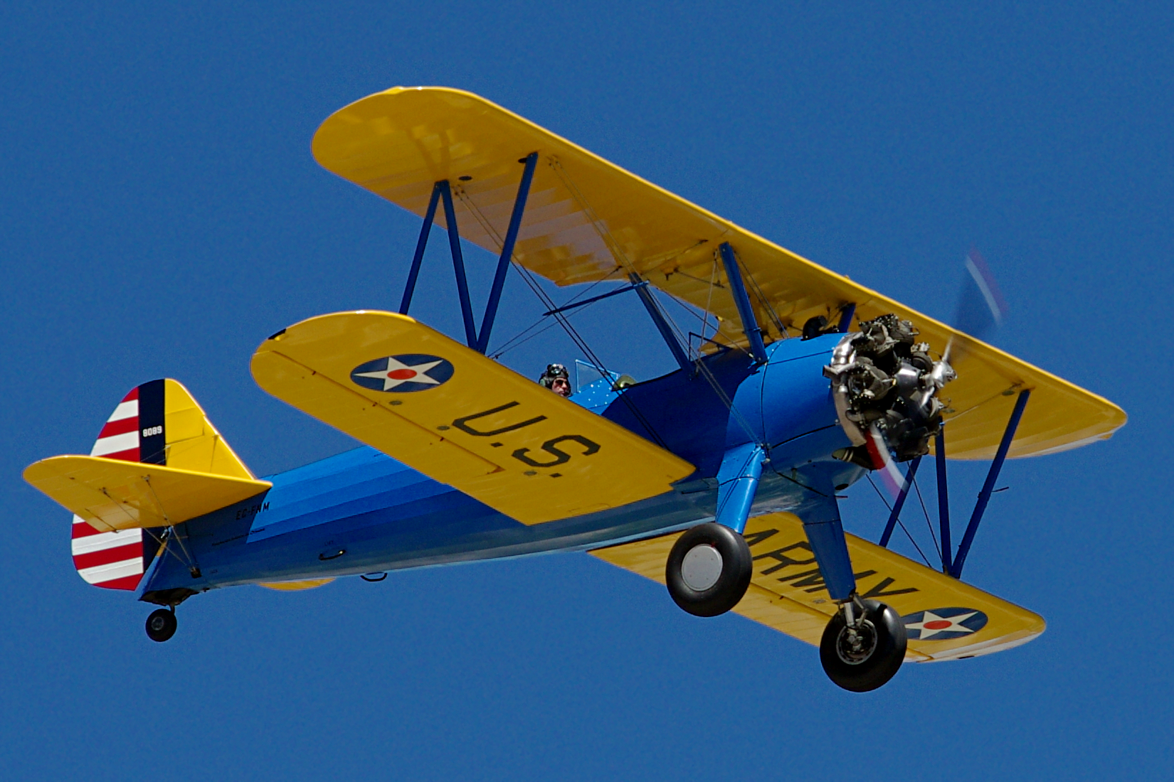 Boeing Stearman 75, imagen de archivo: aeródromo de Cuatro Vientos (Madrid), 2016