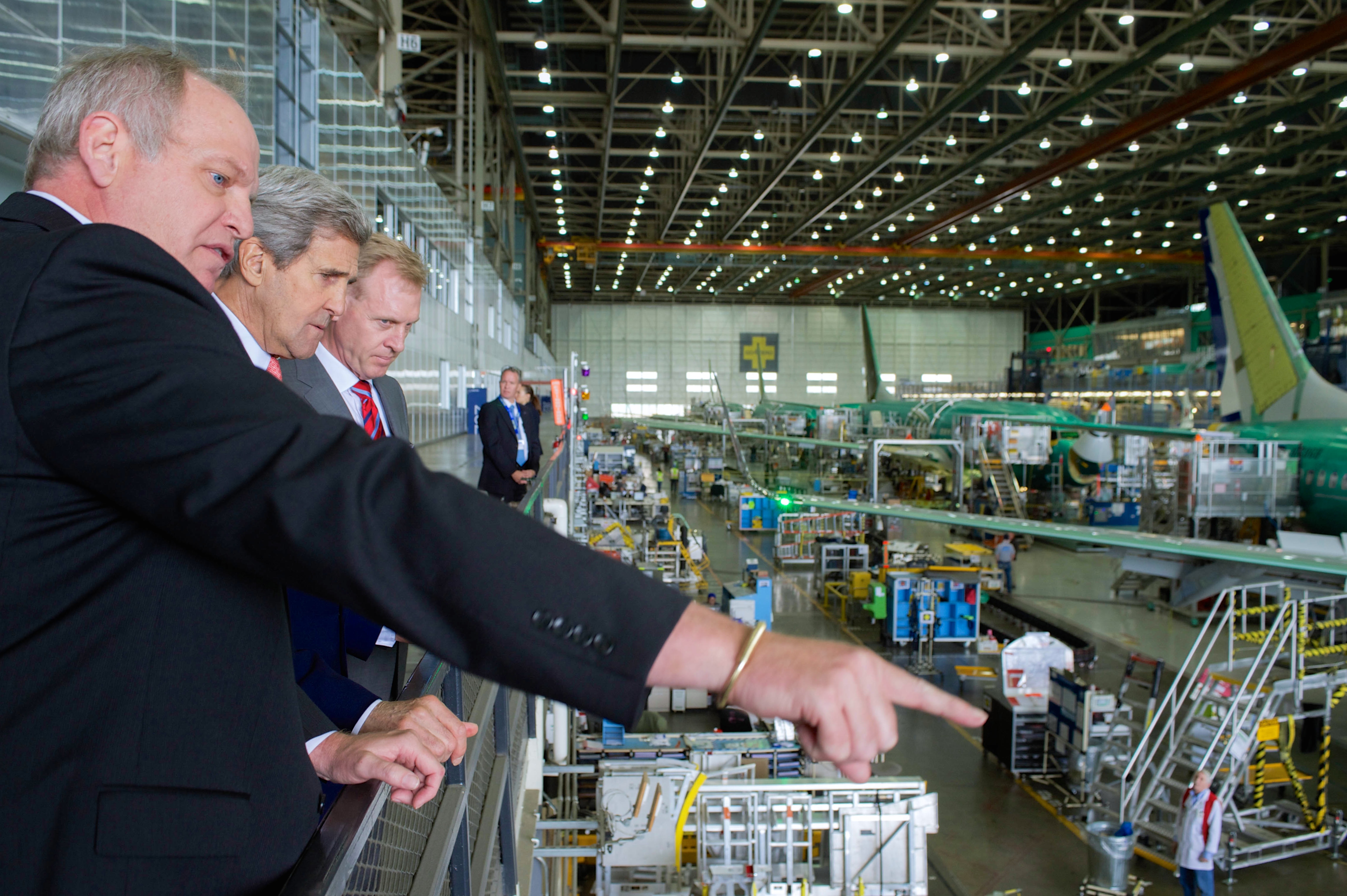 Boeing Co. Officials Show Secretary Kerry 737 Assembly Line Following Trade Speech at Plant in Washington