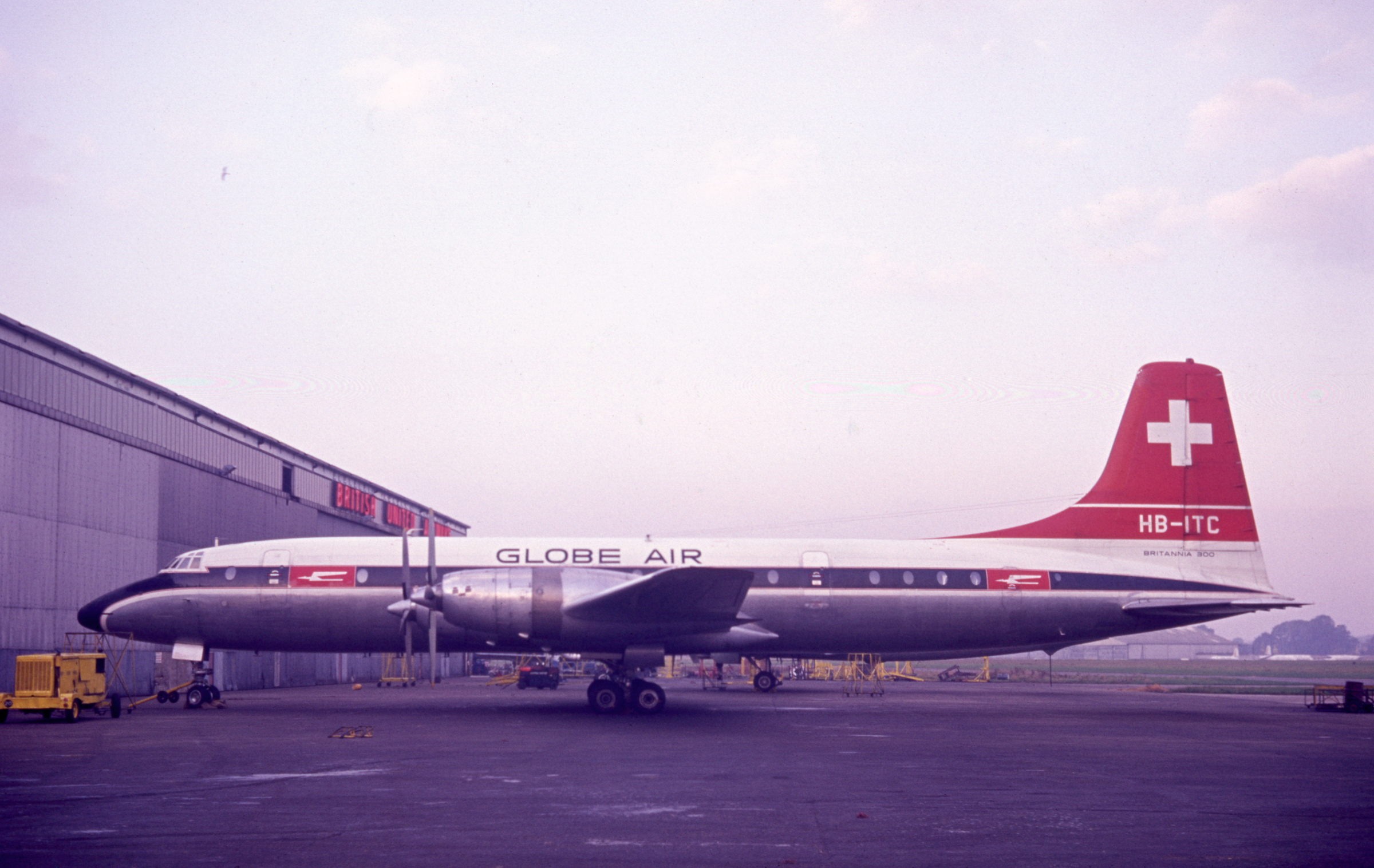 Bristol 175 Britannia 313 HB-ITC, Globe Air, Southend, UK, Oct 1966