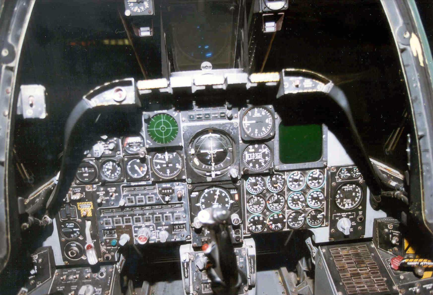Original analog cockpit of an A-10A Thunderbolt II