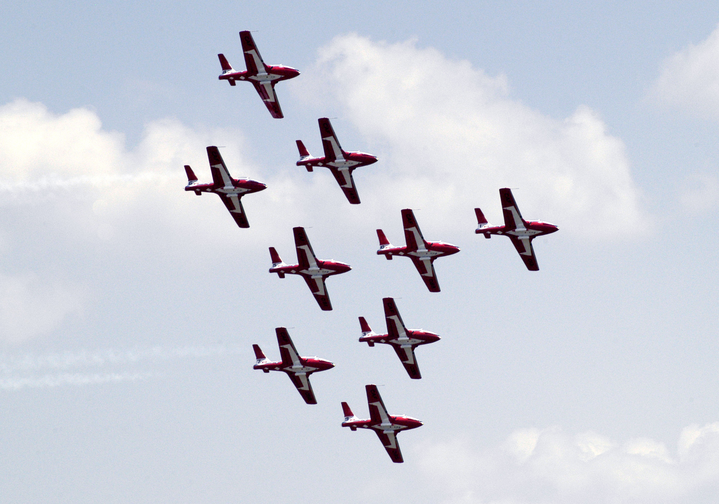 Snowbirds de las Fuerzas Canadienses, formación de nueve aviones