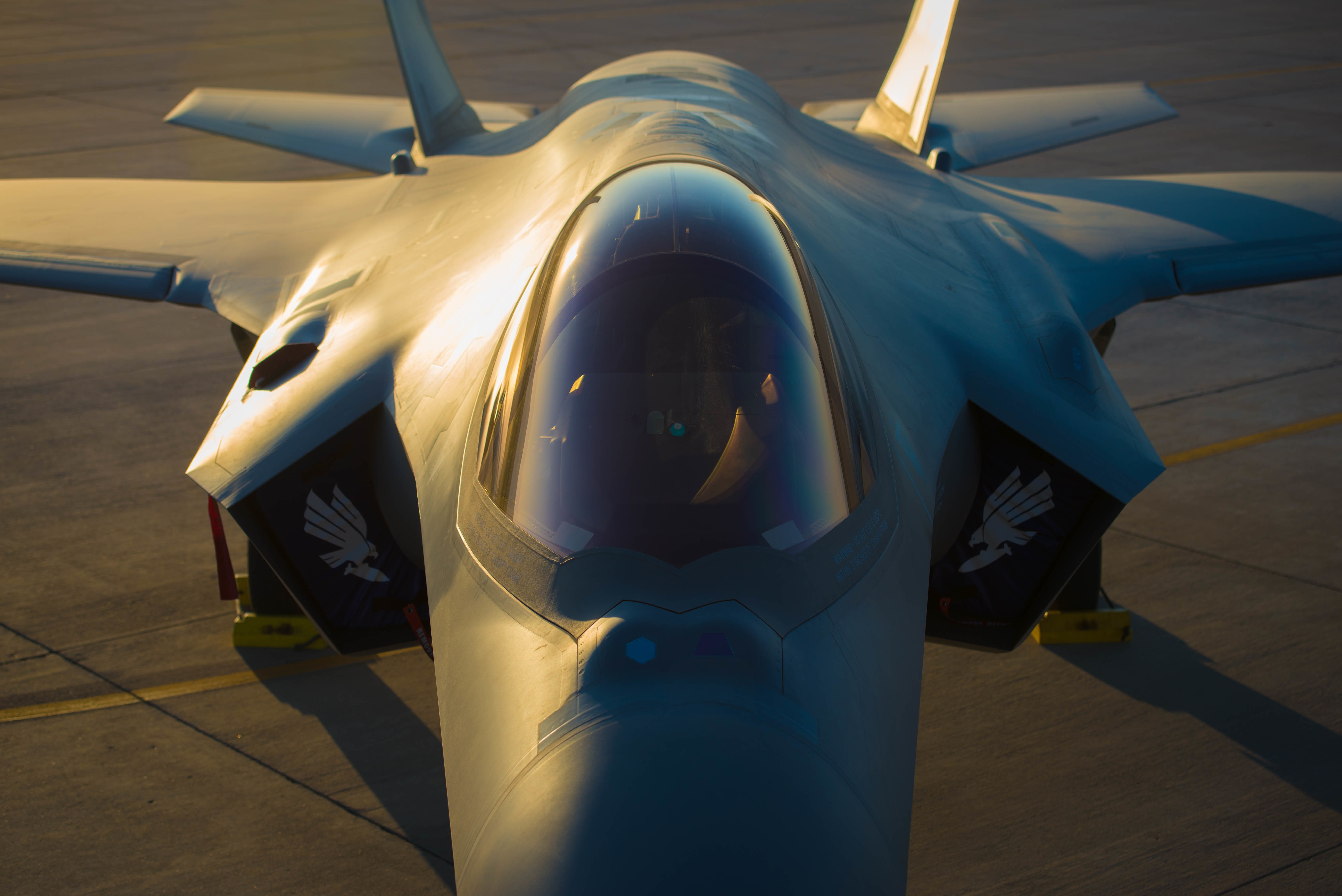 Closed cockpit of a RAAF F-35 in August 2018