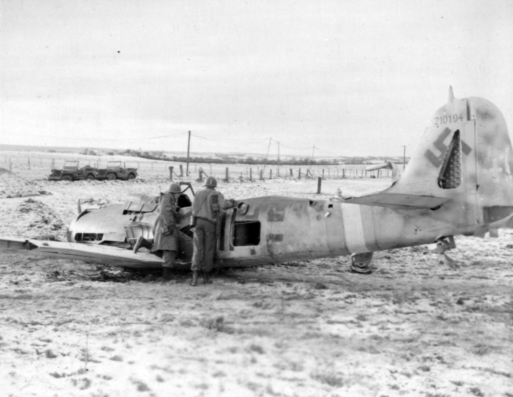 Crashed German Focke Wulf Fw 190 D-9 of JG 2 near Dorff, Germany, in January 1945 (342 FH-3A20520 116060AC)