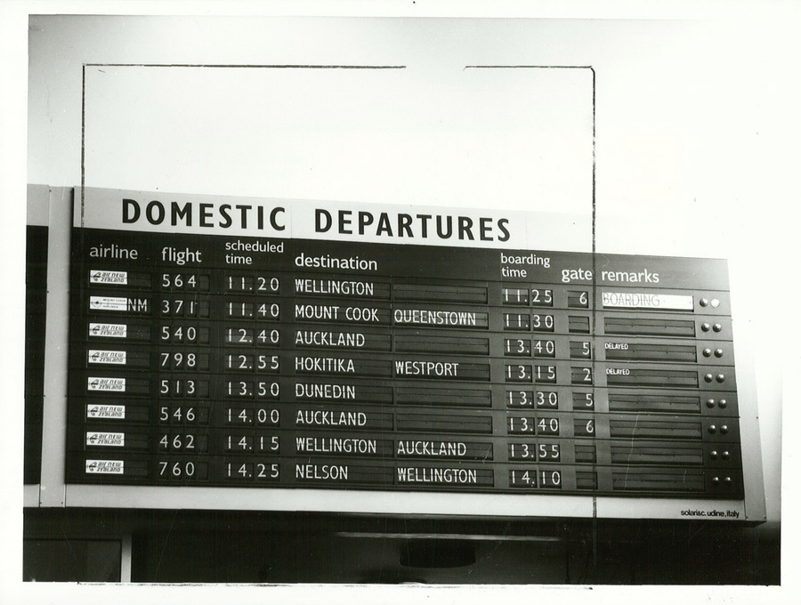 Departure Board at Christchurch airport