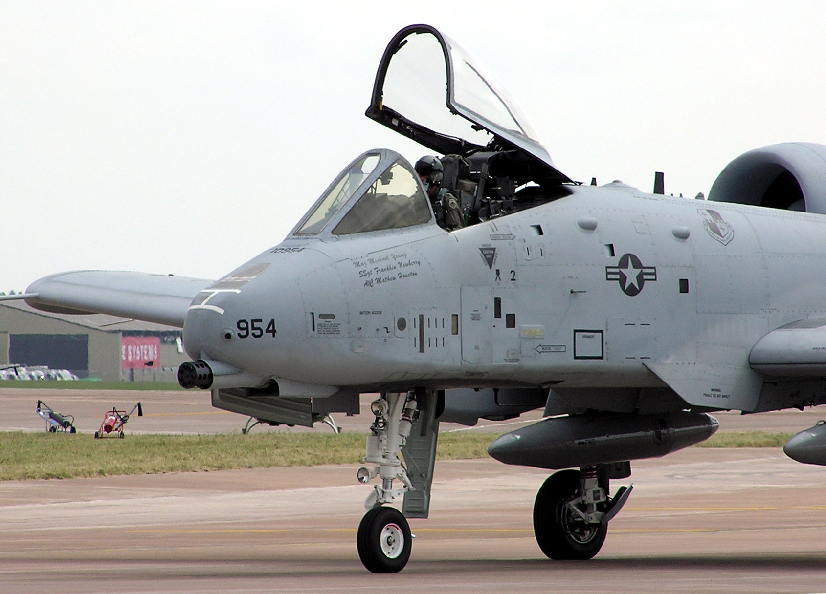 Close-up of the nose of an A-10 Thunderbolt II with shark mouth nose art, RIAT Fairford
