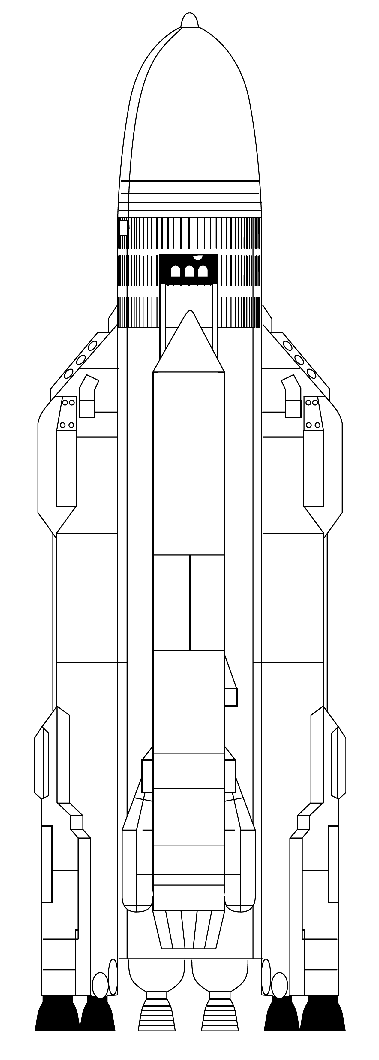 Energia Polyus: satellite Polyus sul lanciatore Energia (disegno NASA, 1995)