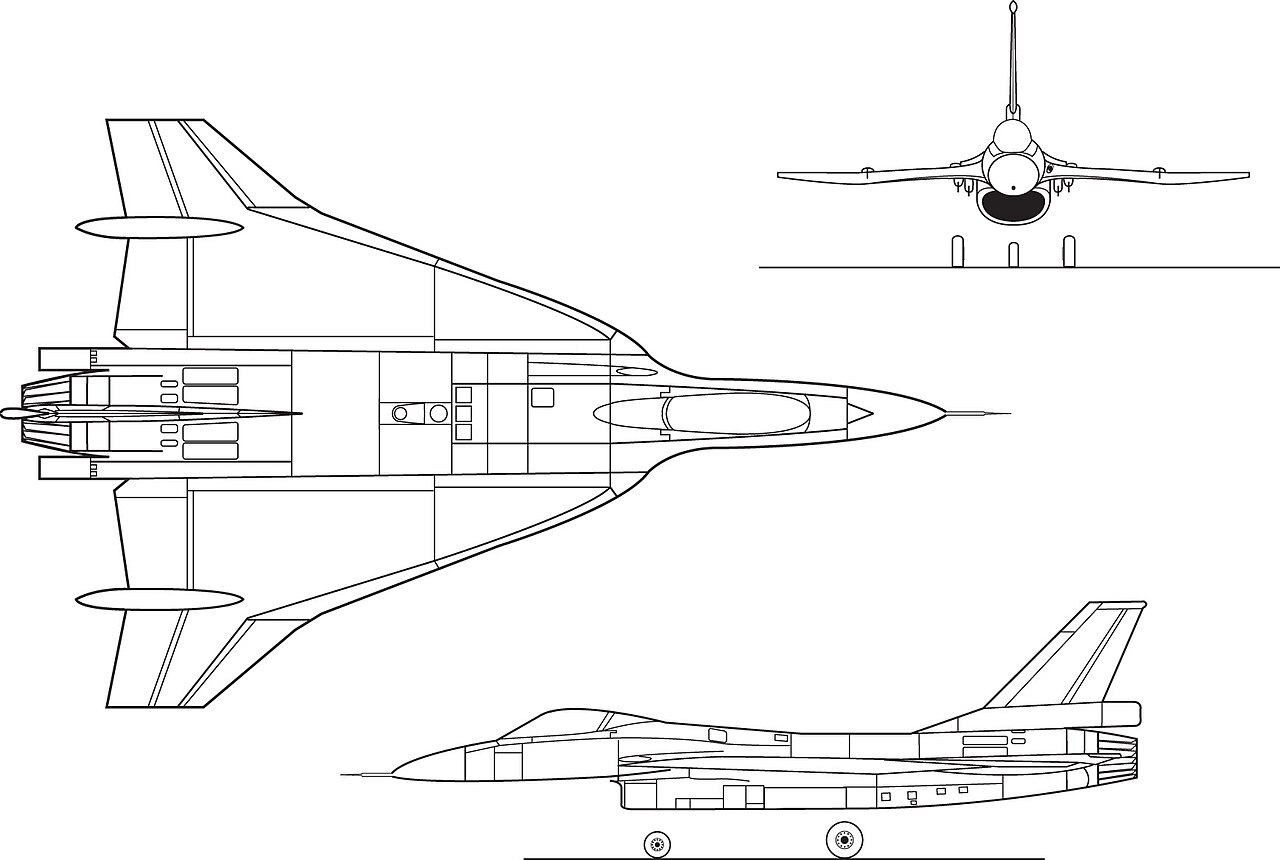 F-16XL à voilure à flèche composée en vol