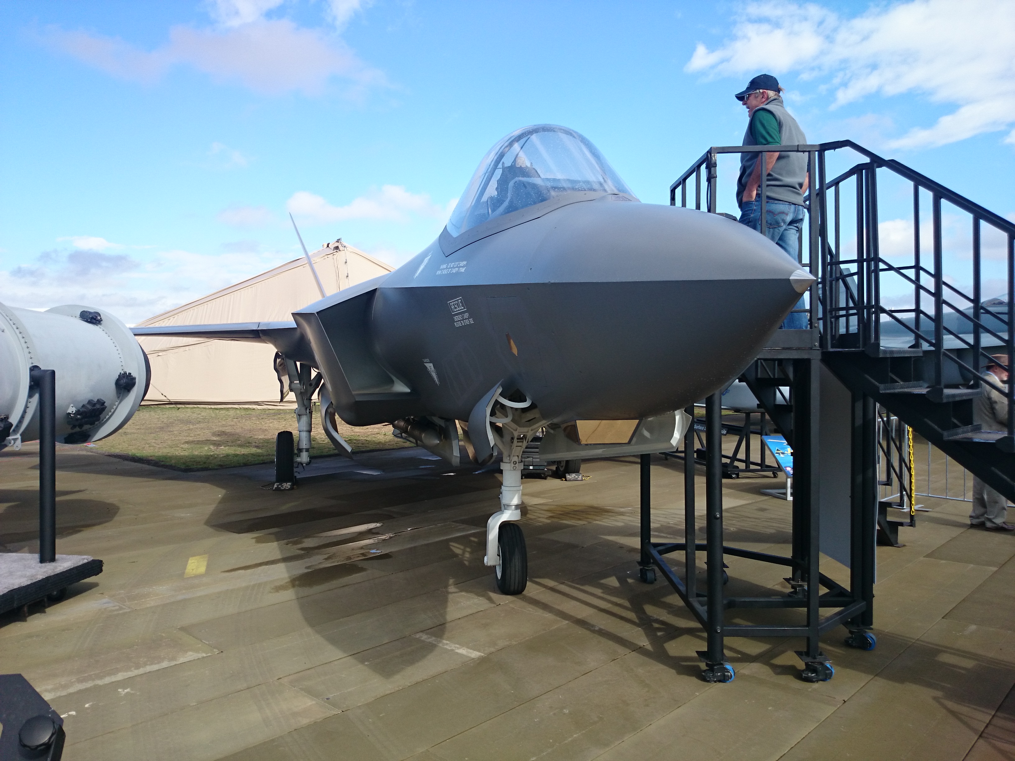 F-35 Lightning II mock up on display at the 2015 Australian International Airshow