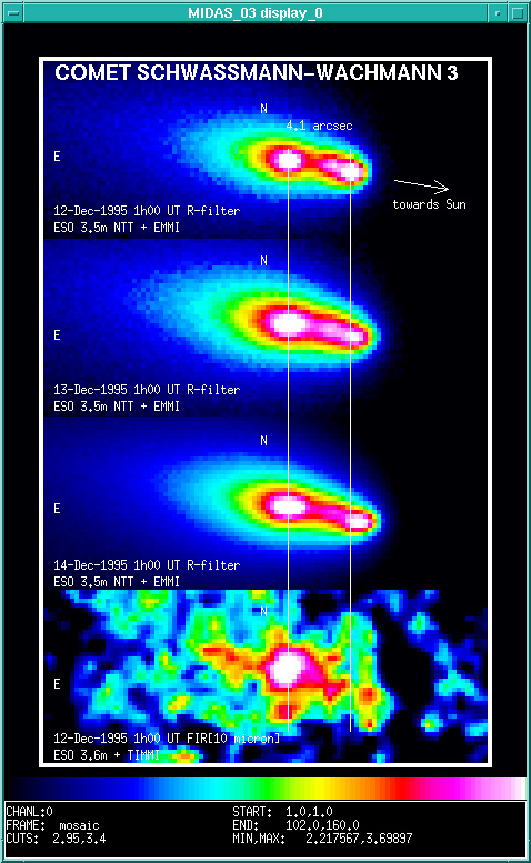 Prime immagini della cometa frammentata Schwassmann Wachmann 3