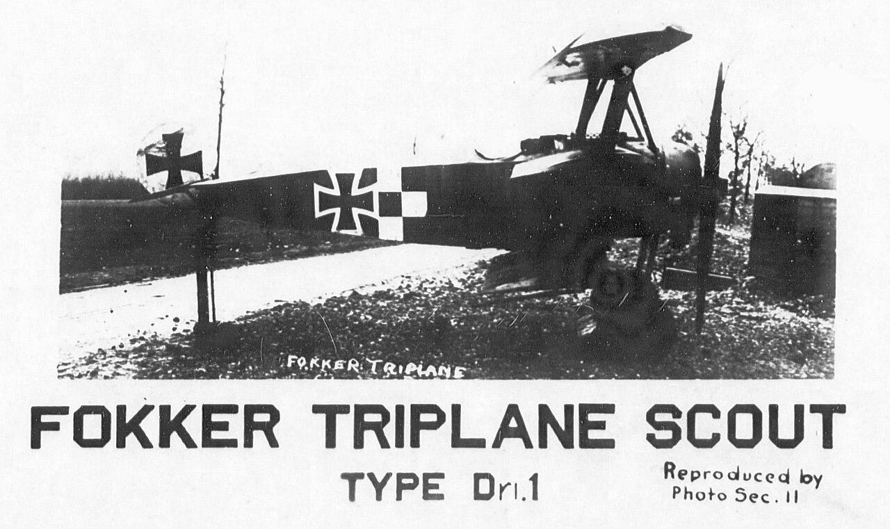 Von der 3. US-Armee erbeuteter Fokker Dr I in Koblenz, 1919
