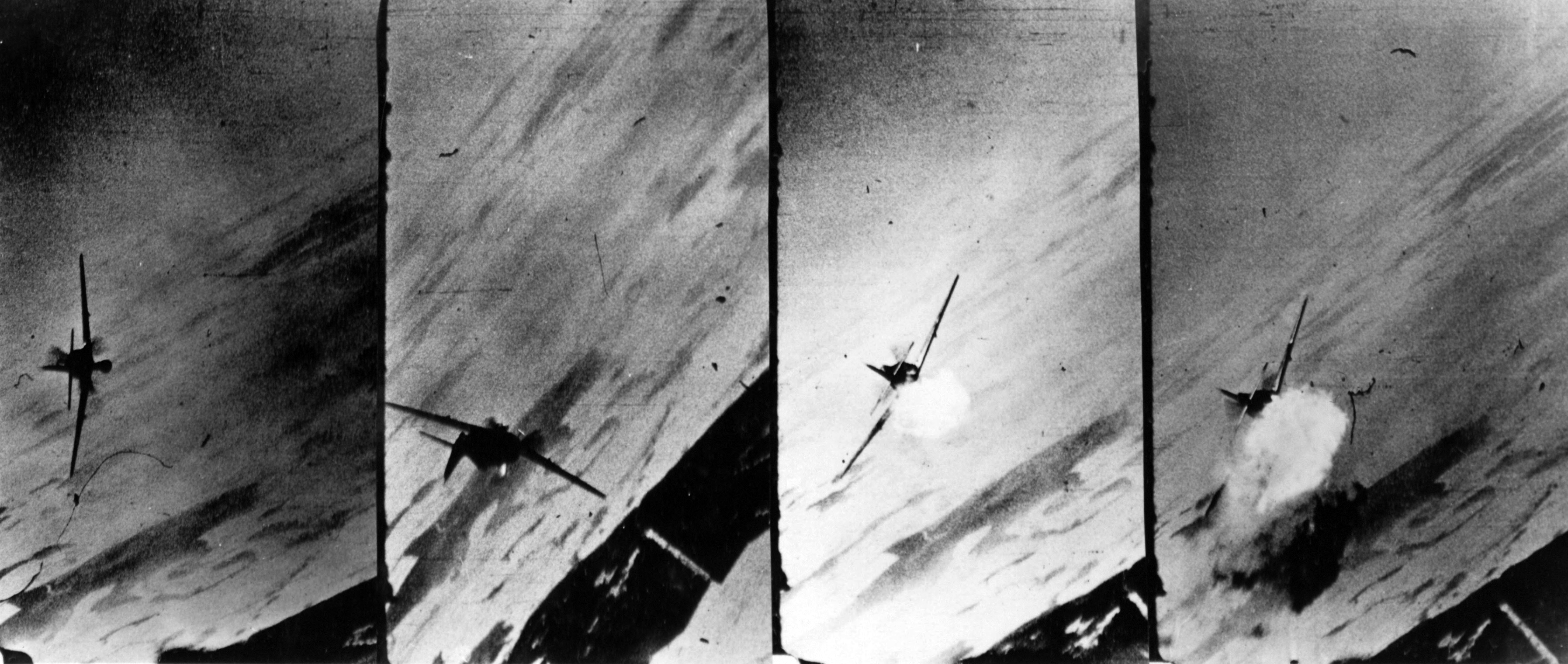 German Focke Wulf Fw 190A is shot down near Kassel, Germany, in 1944 (342 FH-3A20376 51315AC)
