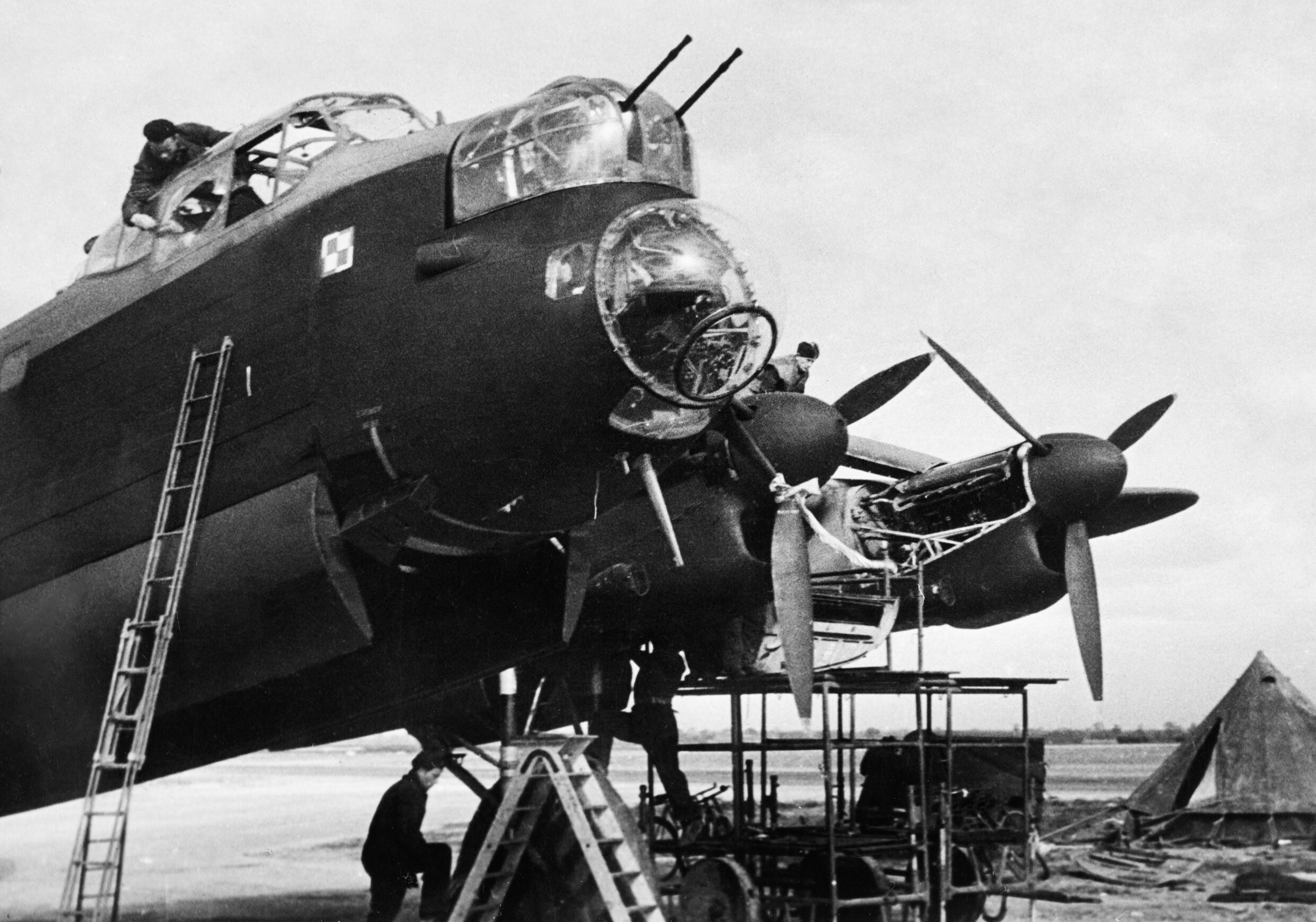 Ground crew servicing a Lancaster of No. 300 Polish Squadron at Faldingworth