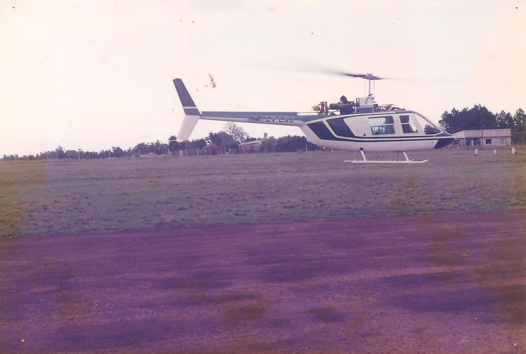 Bell 206 helicopter LV LNJ on the apron of the former Aeroclub Posadas (1992)