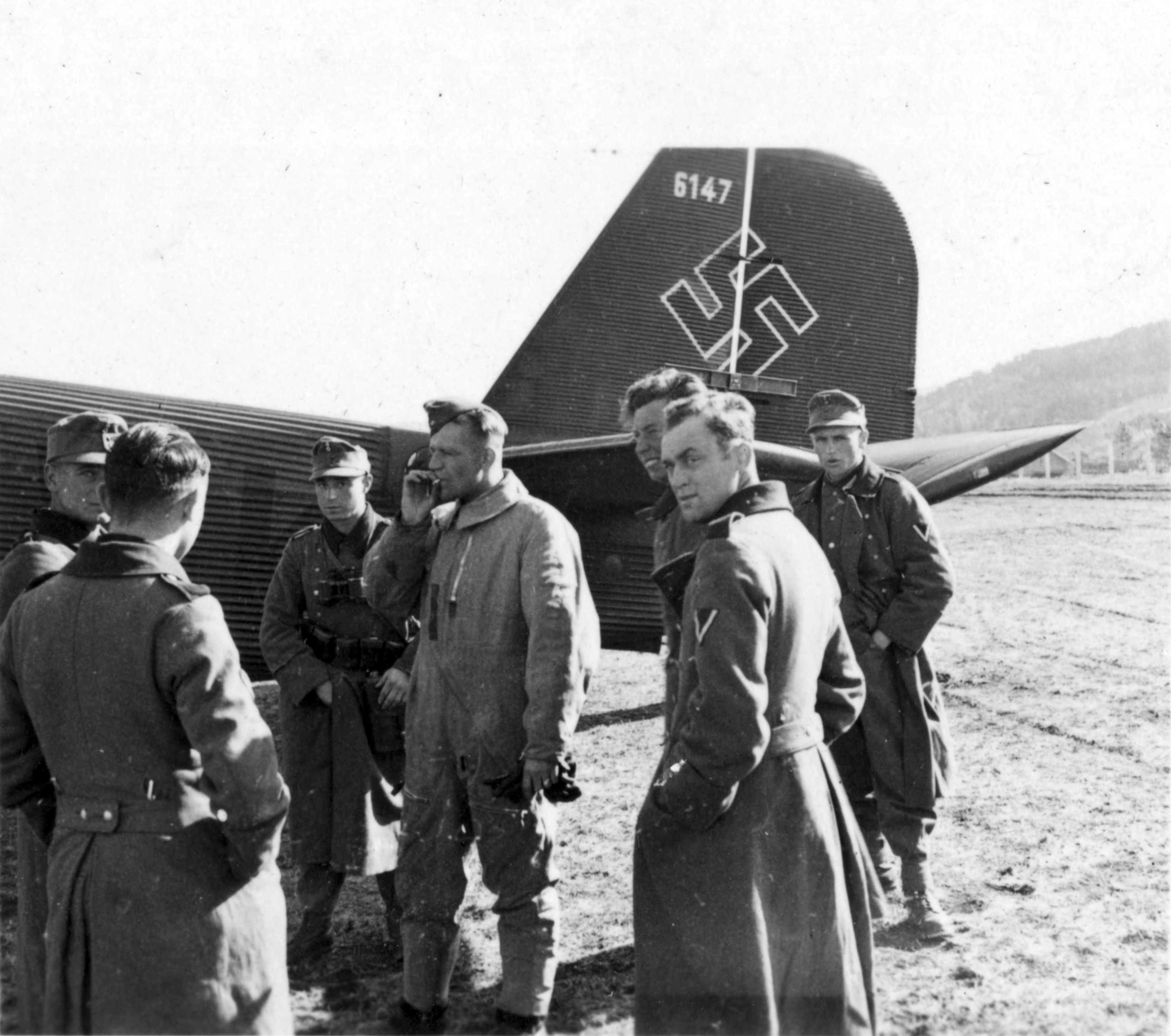 Just landed at Værnes 2 May 1940. 1. airman among rock hunters