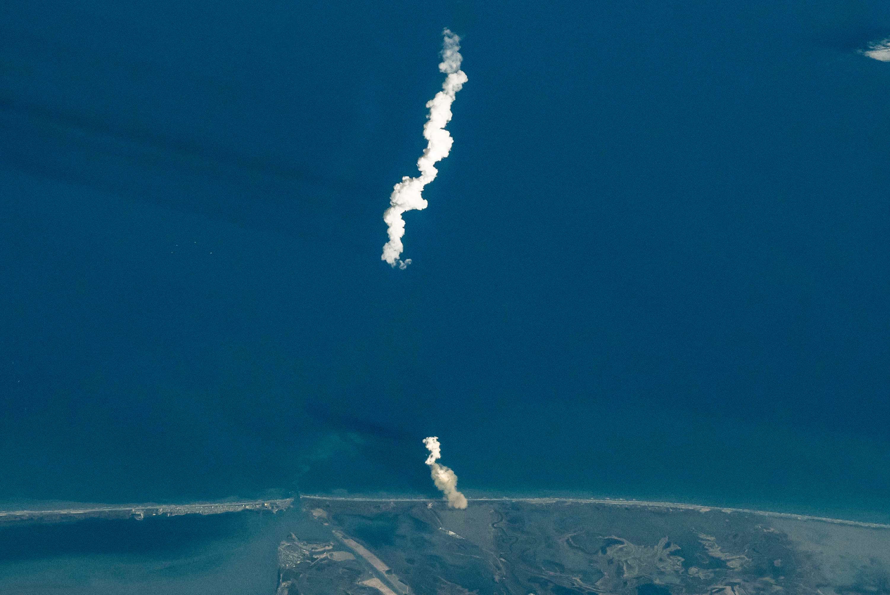 Start der SpaceX-Rakete Starship 6, gesehen von der ISS
