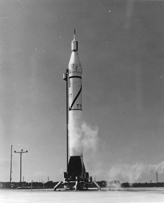 Launch pad with the Juno I rocket carrying the Explorer 4 satellite