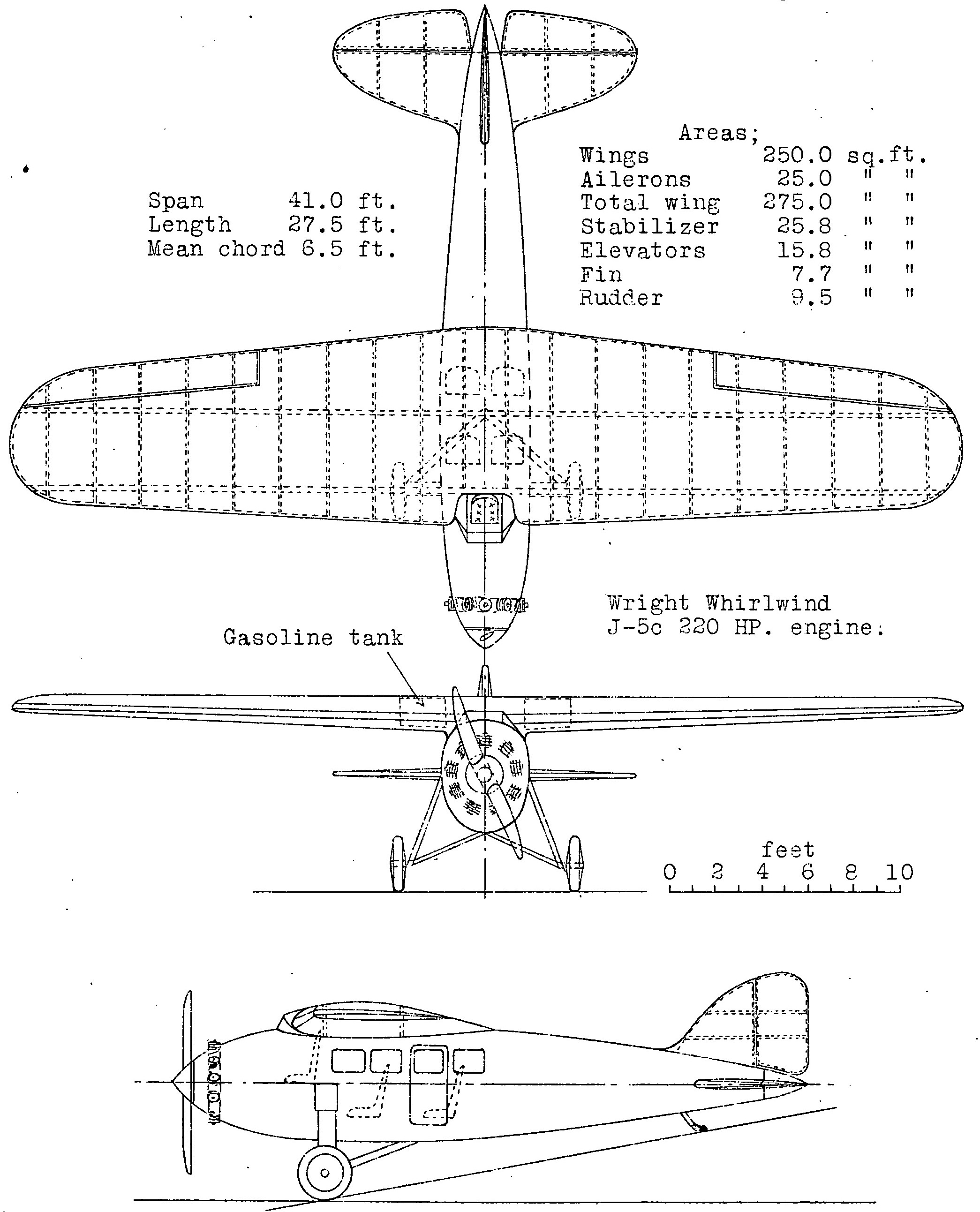 Lockheed Vega 3-view NACA Aircraft Circular No.61