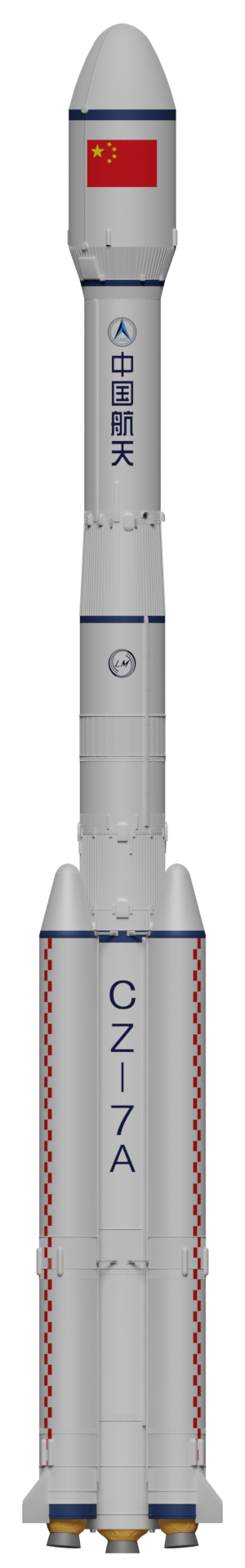 Long March 7A launch vehicle, cutaway-style rendering