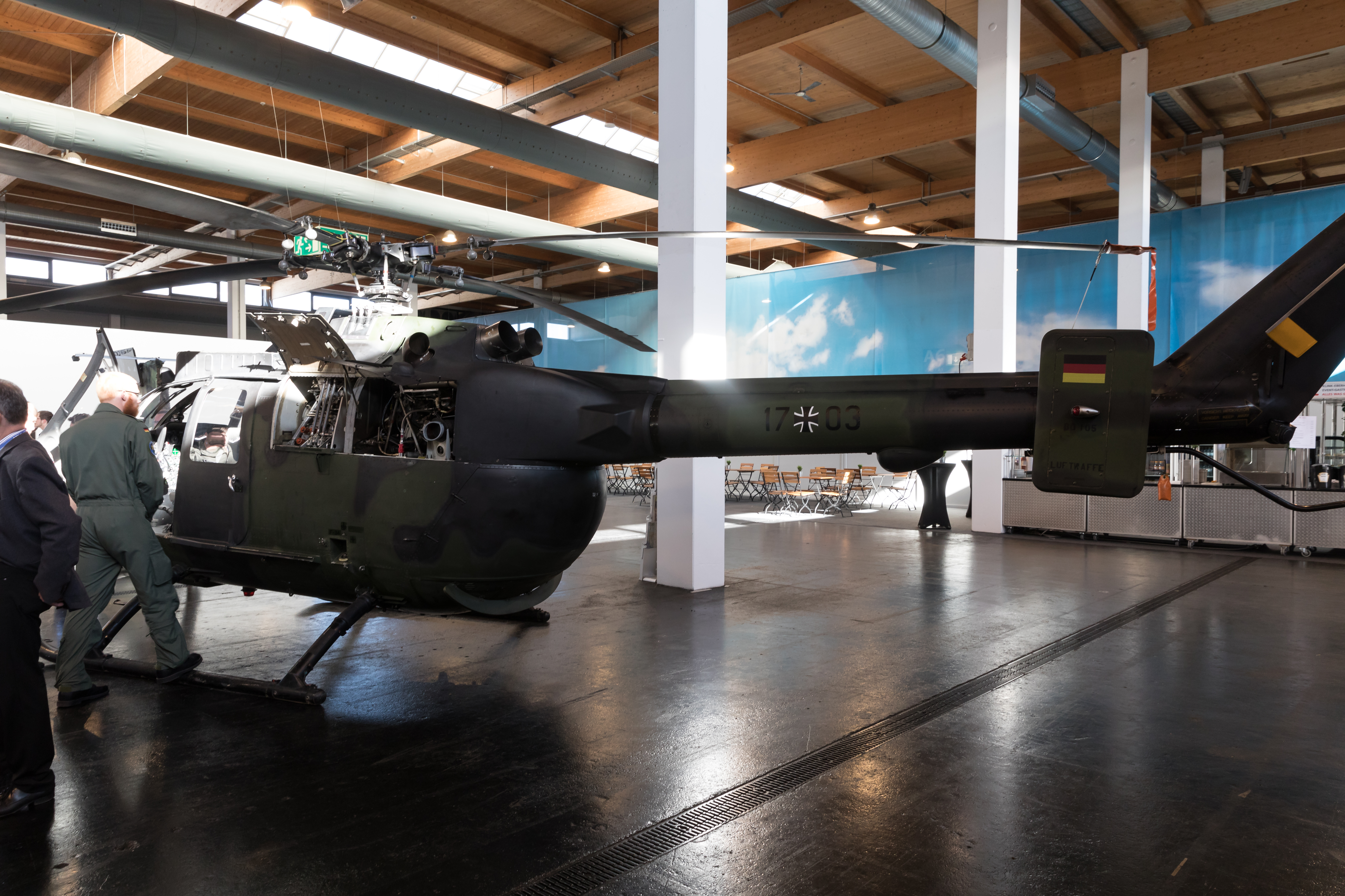 MBB/Eurocopter Bo 105 en exposición estática, AERO Friedrichshafen 2018