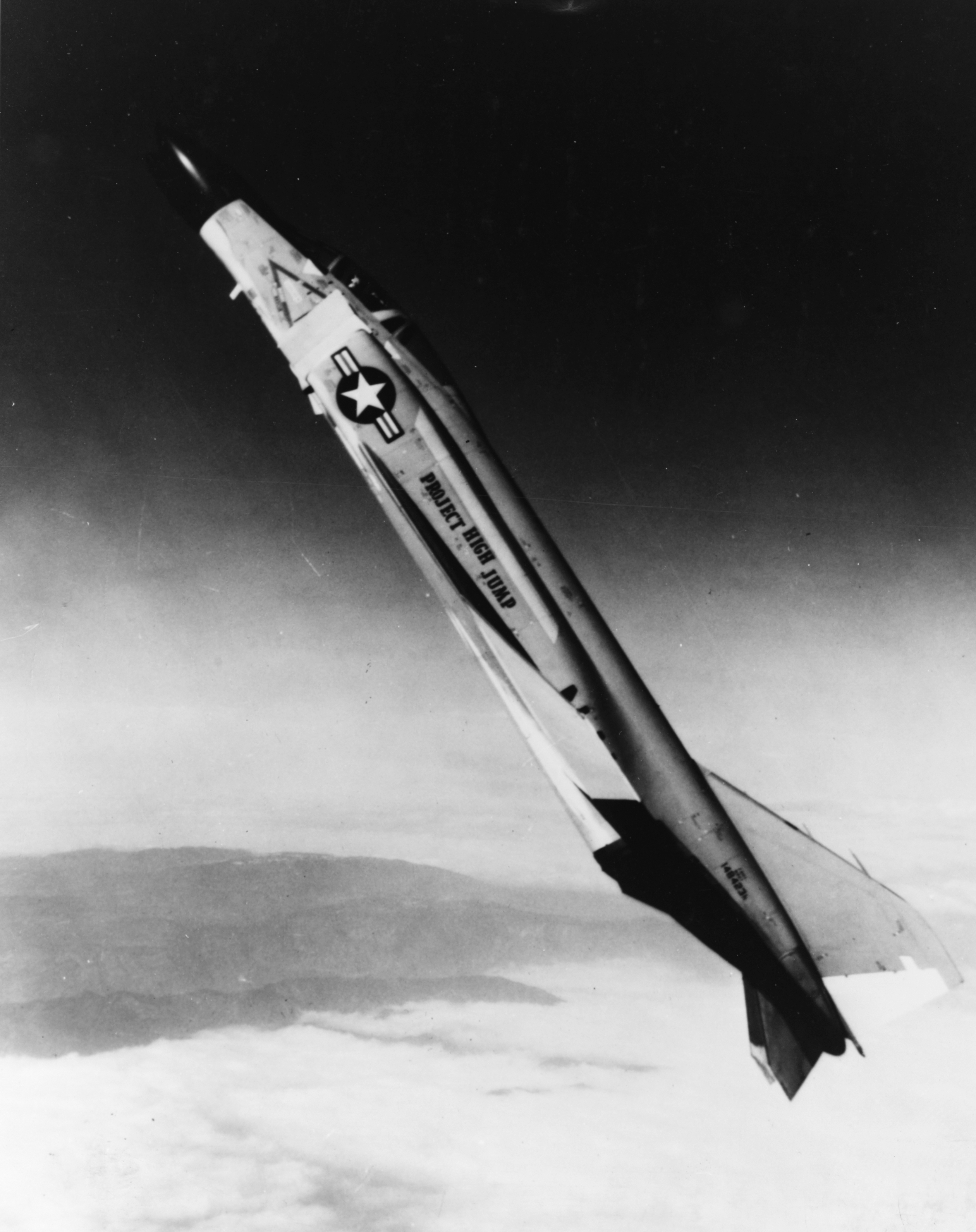 Mc Donnell F4H-1 Phantom II climbing during Project High Jump record flight in 1962