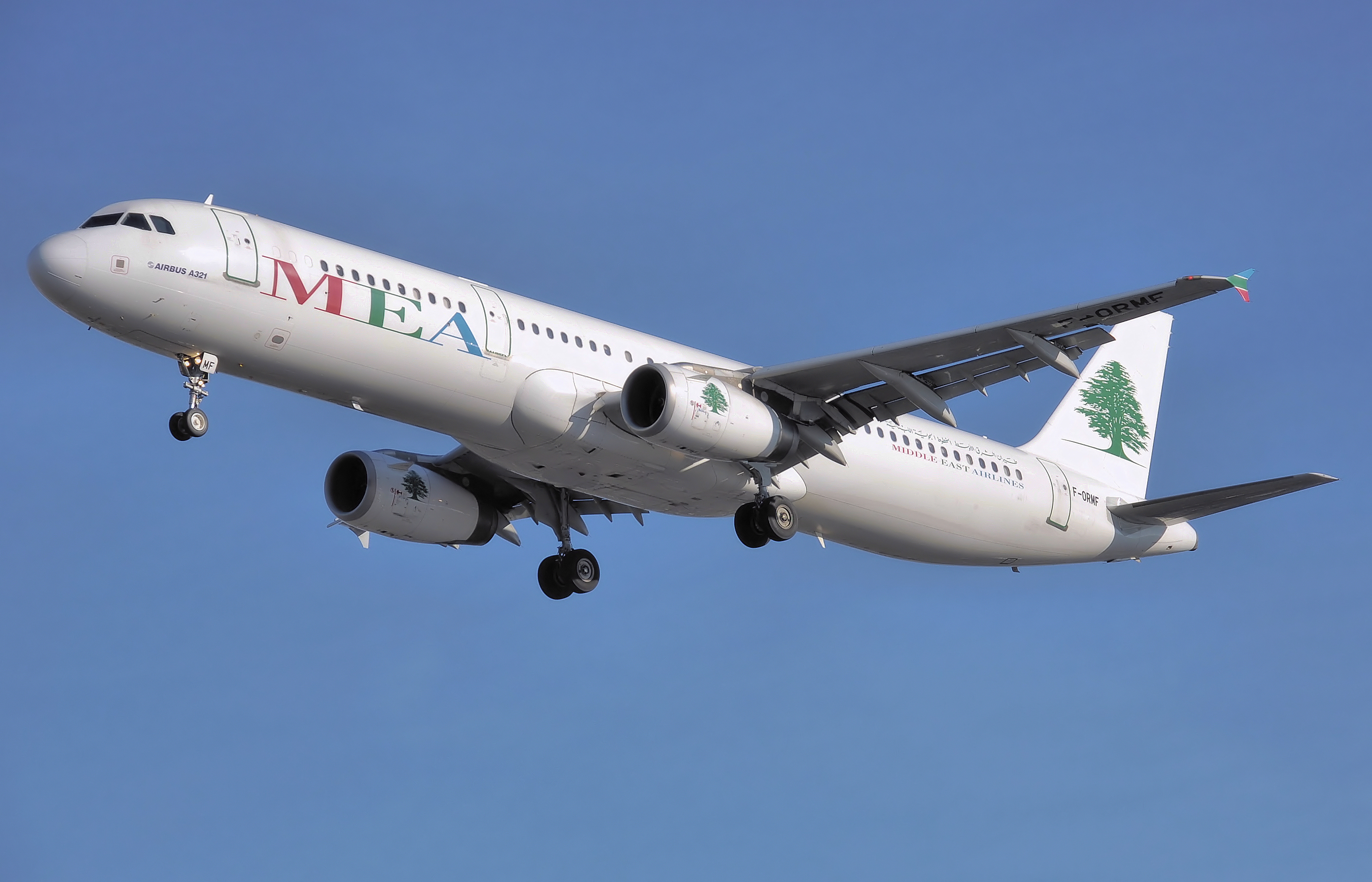 Middle East Airlines A321-200 (F ORMF) landing at London Heathrow Airport