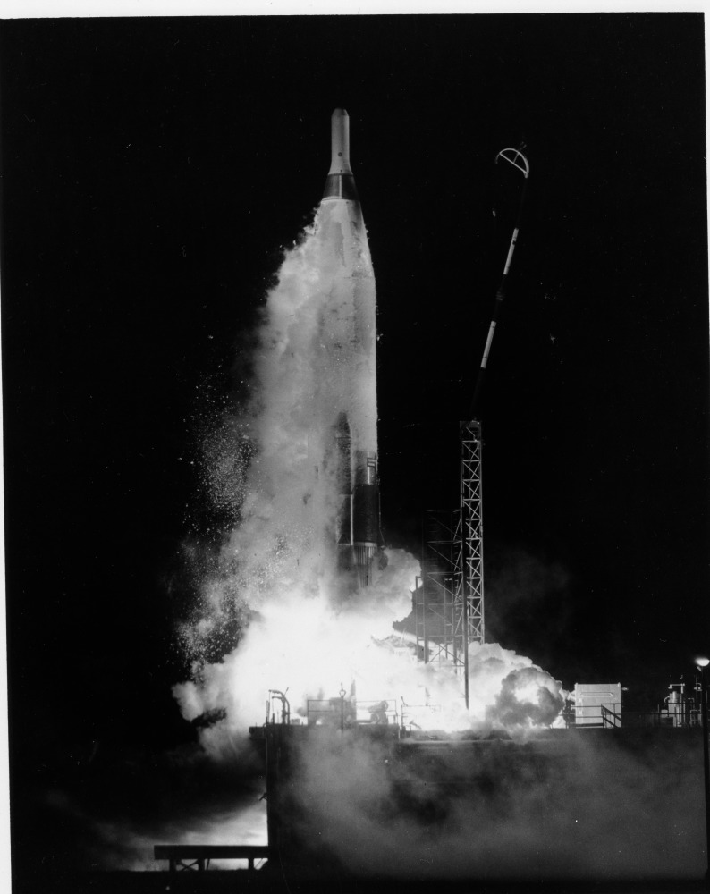 Night launch of an Atlas intercontinental ballistic missile