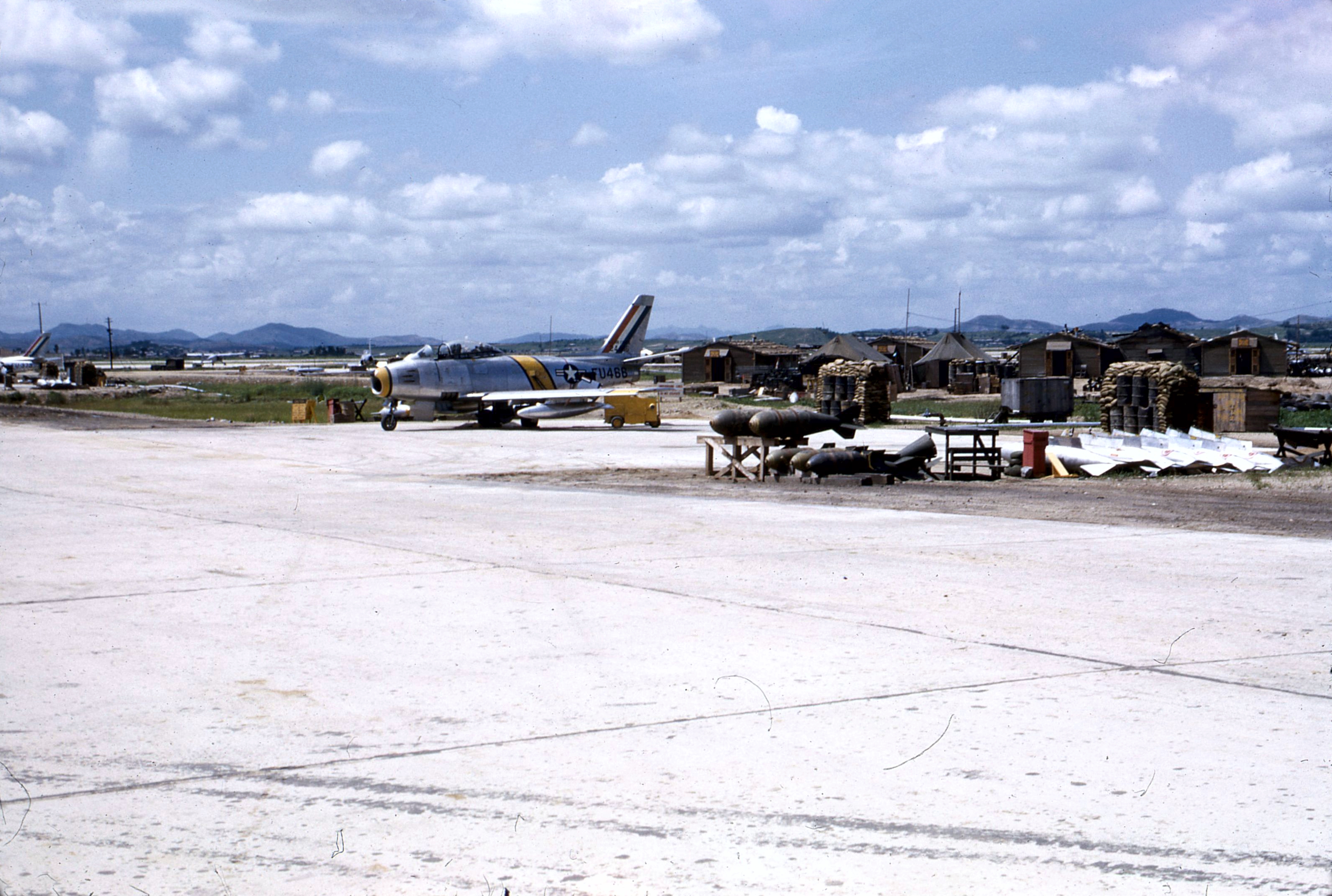 North American F-86F Sabre of the 12th FBS at Osan Air Base, in 1953