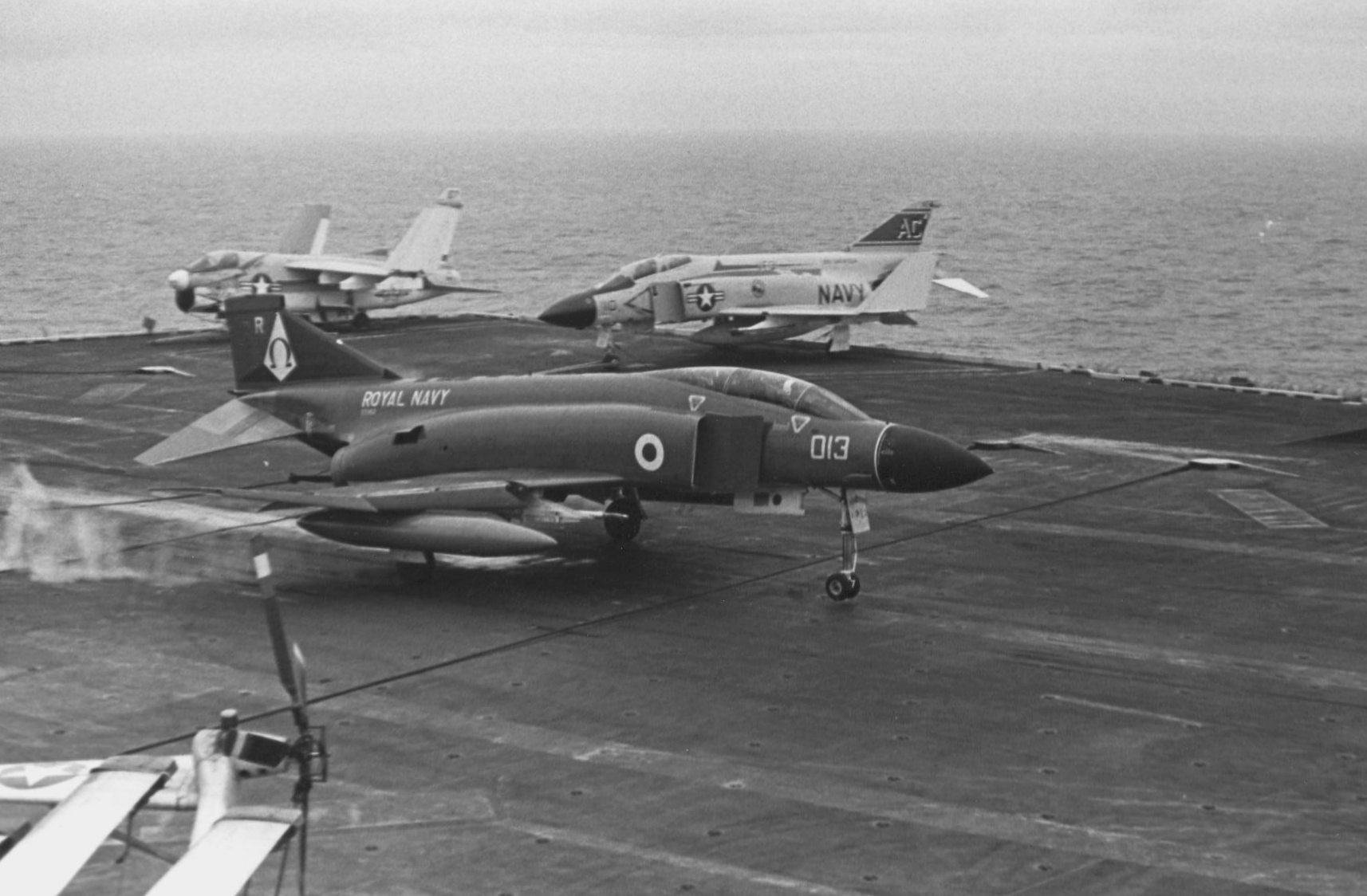 Phantom FG 1 of 892 NAS landing on USS Nimitz (CVN-68) 1975