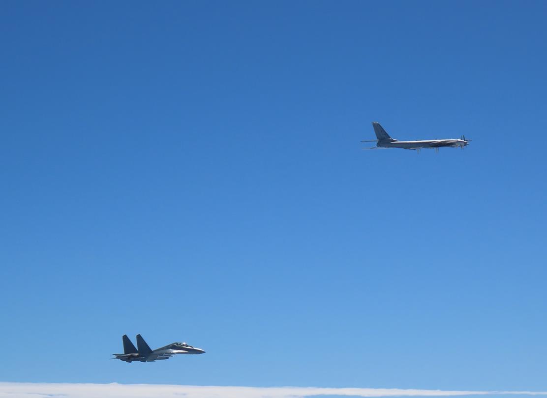 Russian Air Force Tu-95 and PLAAF J-16