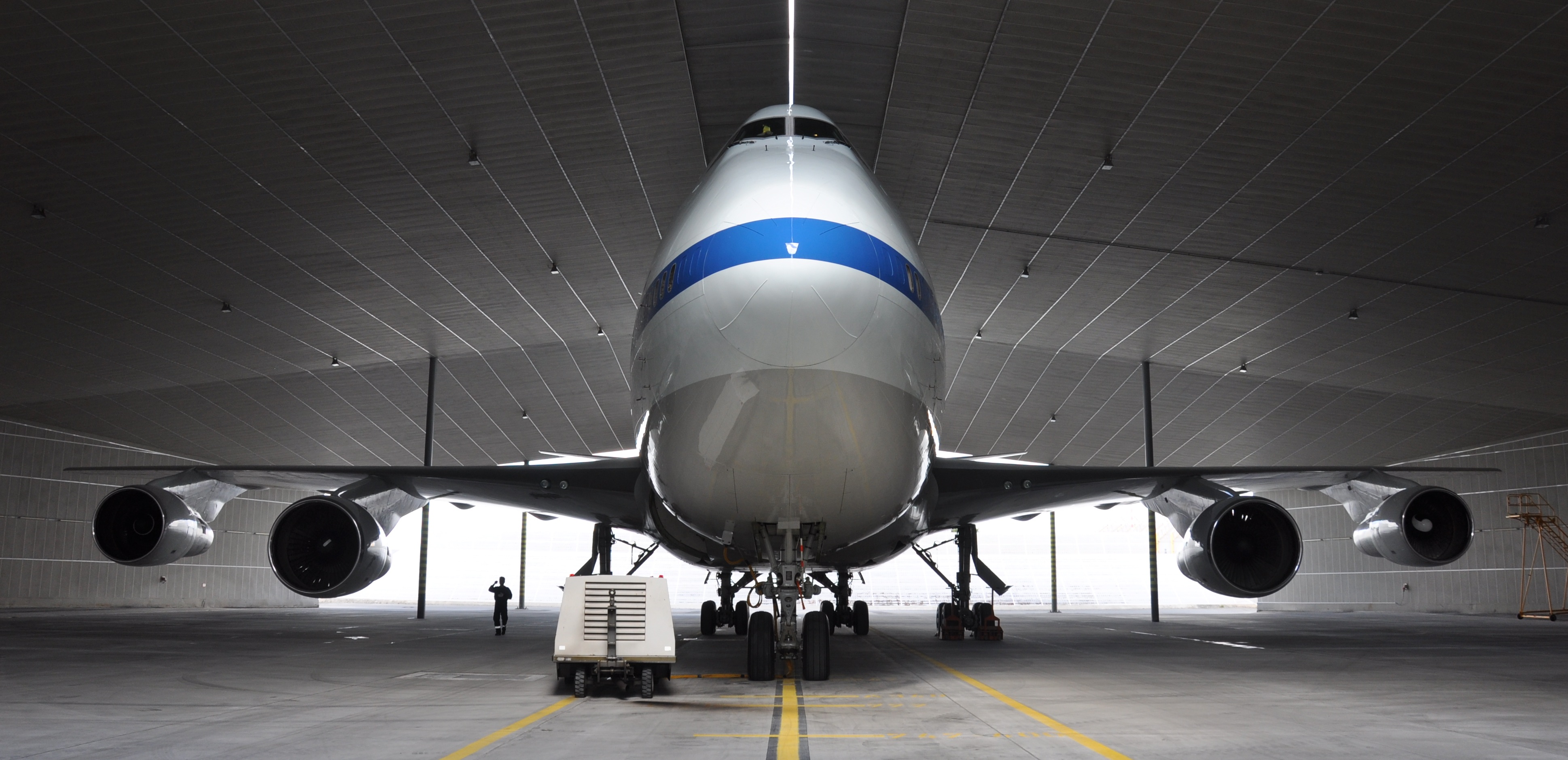SOFIA nell'hangar della Lufthansa Technik all'aeroporto di Amburgo