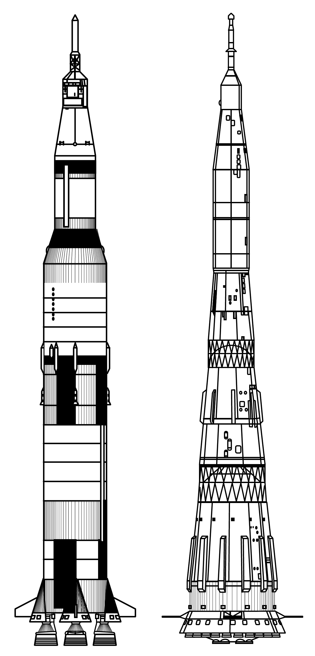 Saturn V e N1 disegnati in scala