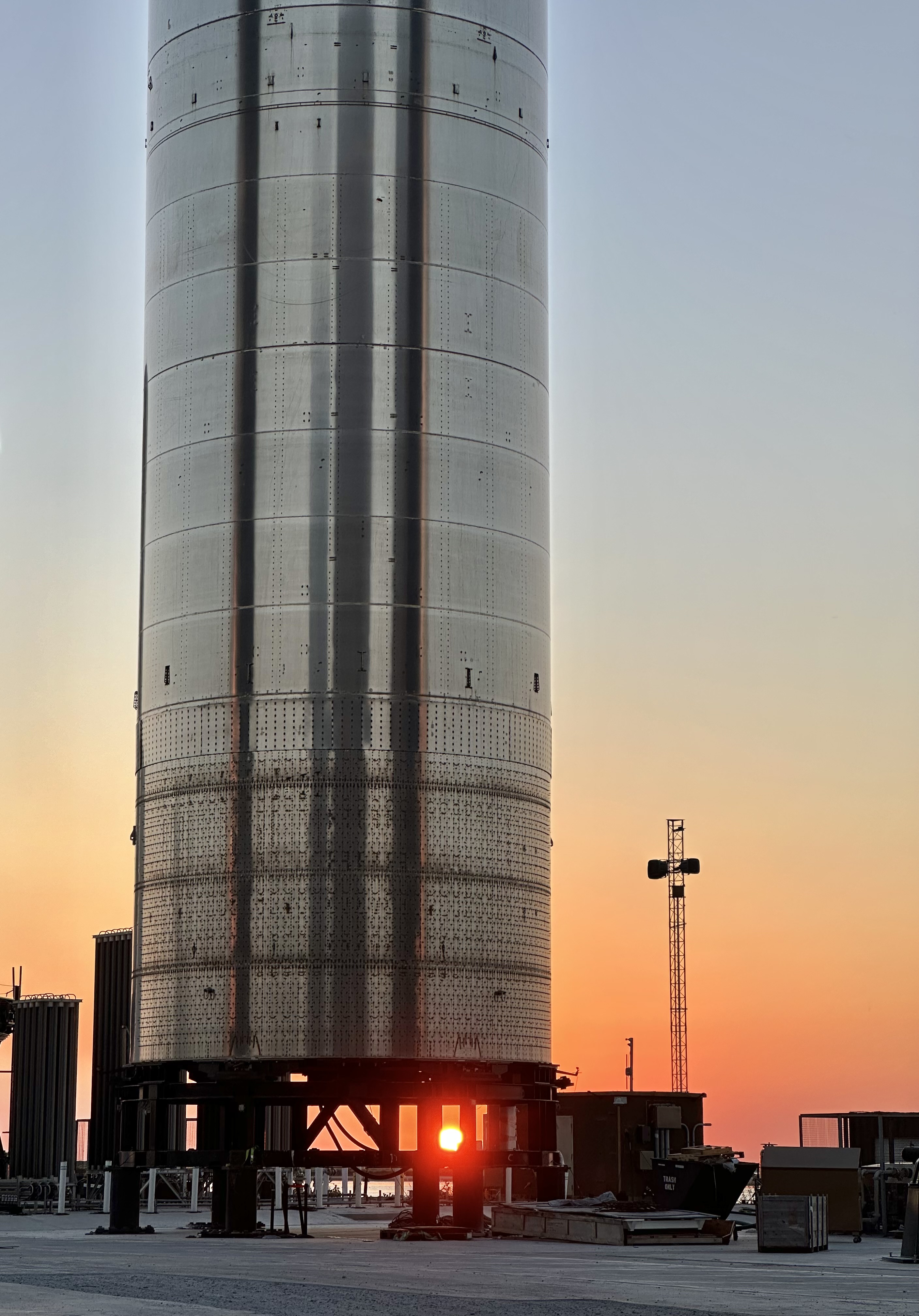 Space X Super Heavy at sunset