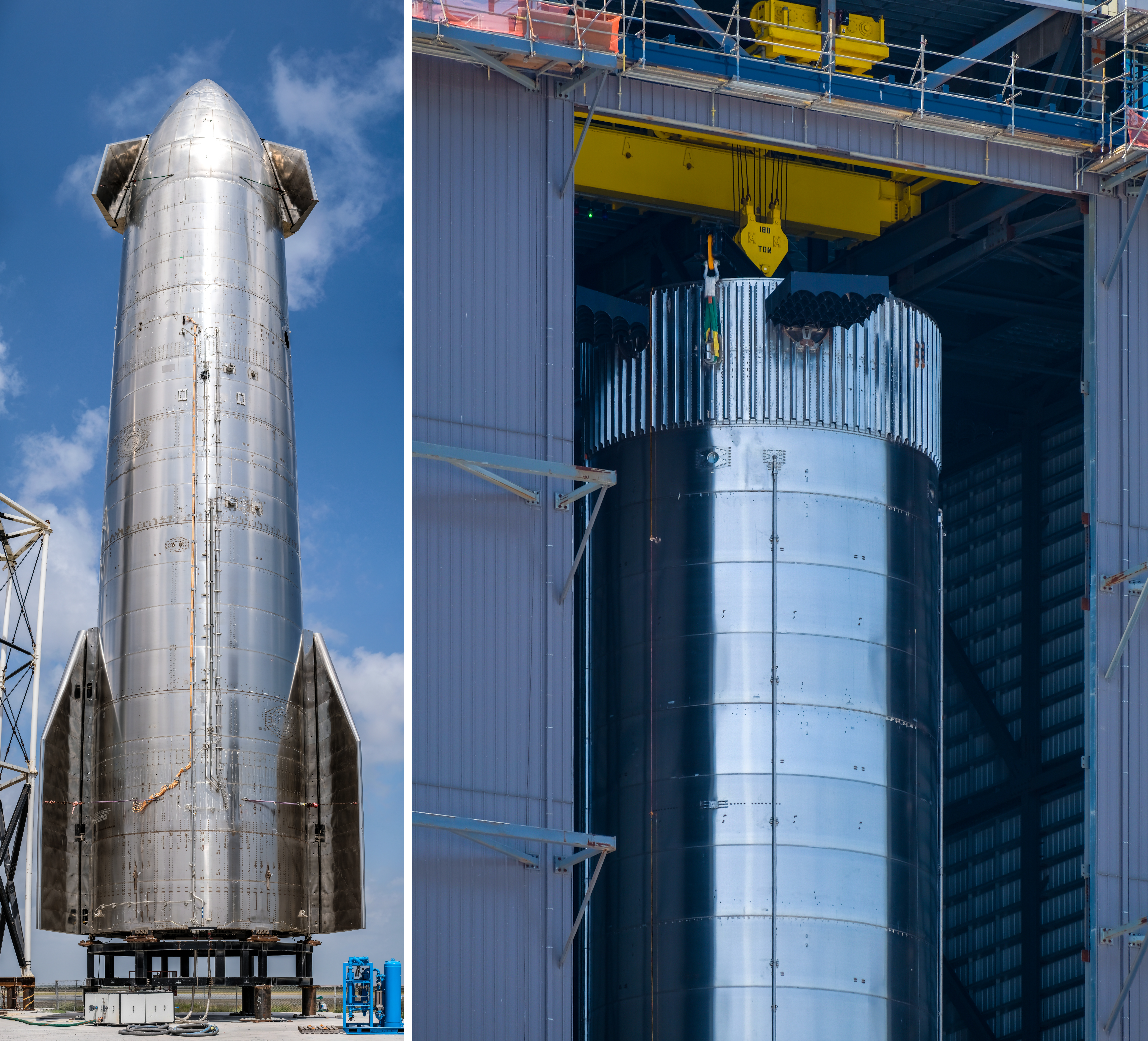 Starship SN16 y Booster en la High Bay