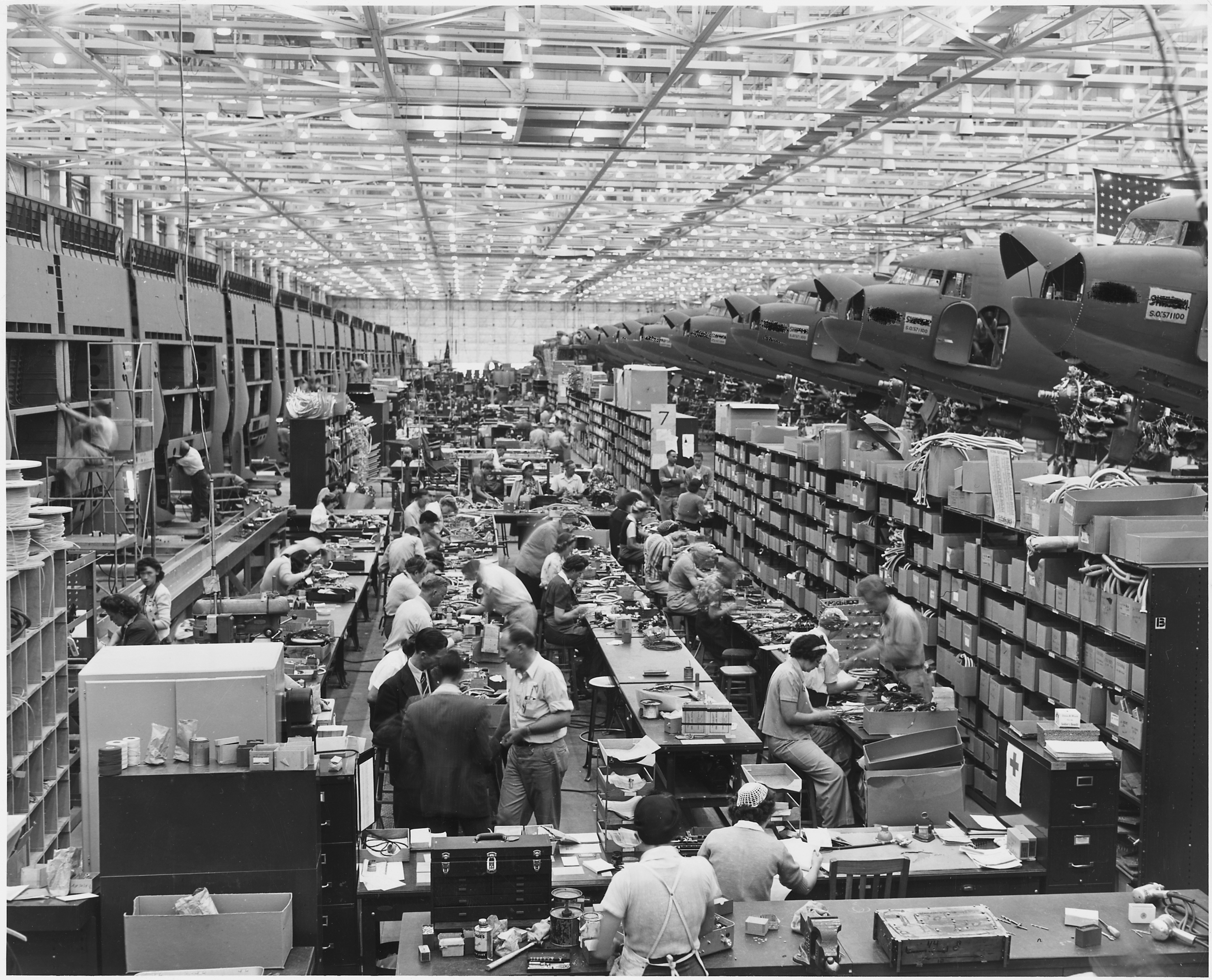 Stockroom at the Long Beach, Calif., plant of Douglas Aircraft Company. - NARA