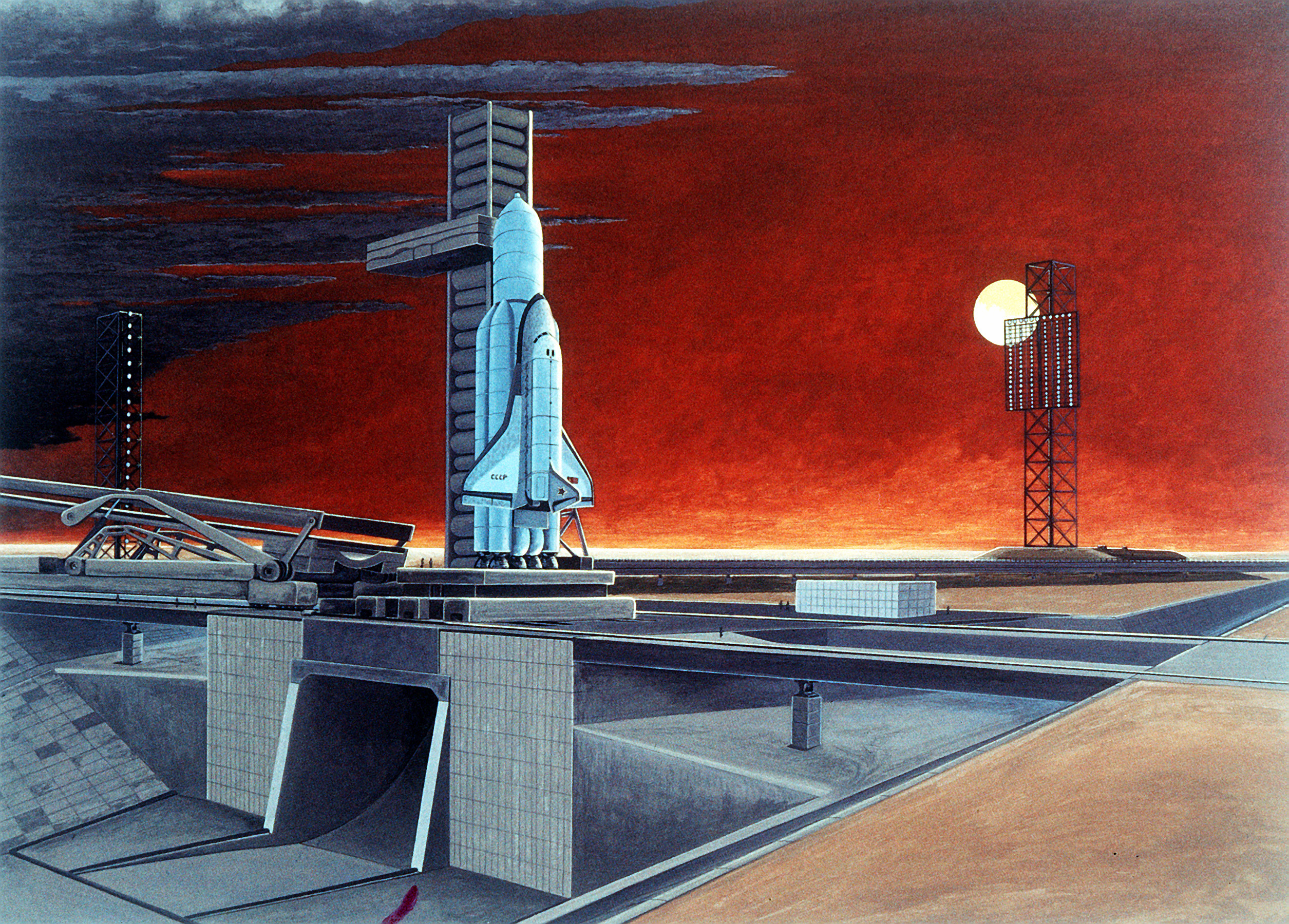 The Energia-Buran stack on the launch pad at Baikonur
