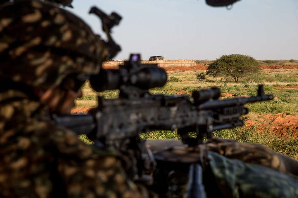 Posto di sicurezza del Corpo dei Marines statunitense presso l'aeroporto militare di Baledogle, Somalia